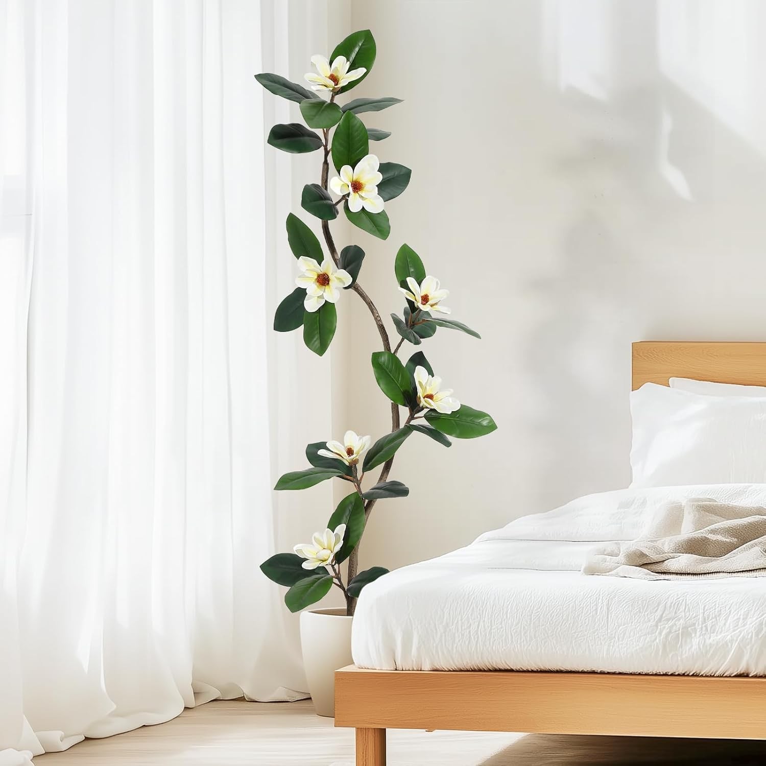 Artificial Magnolia Tree Lifelike Faux Tree for Indoor/Outdoor 5/6/7ft White