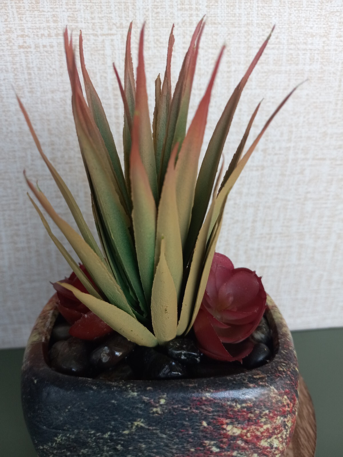 Faux Chic Minimalistic Designed Succulent Plant in Multicolor Ceramic Pot