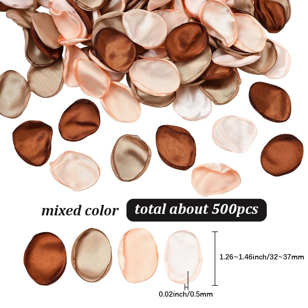 500 PCS Brown Fabric Rose Flower Petals Faux Silk Confetti Table Decor