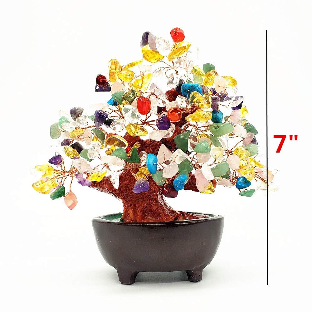 7 Inch Quartz Crystal Money Tree Bonsai Feng Shui Gem Decoration for Wealth a…