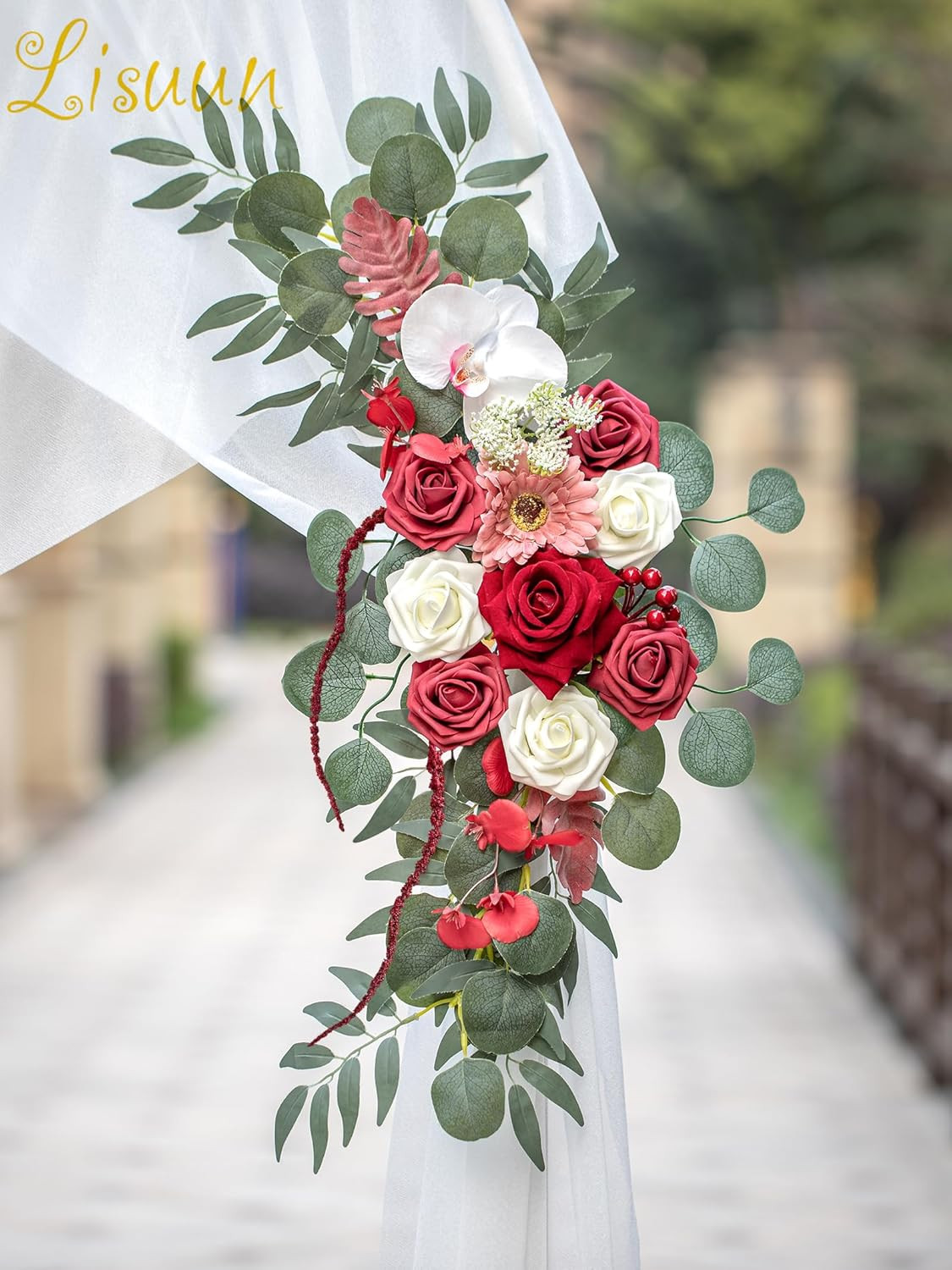 Elegant Wedding Arch Flowers & Chiffon Table Runner – 3 Piece Set
