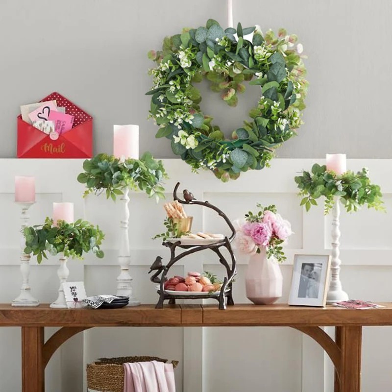 Artificial Eucalyptus Wreath 33cm Green Garland Wedding Home Party Decor