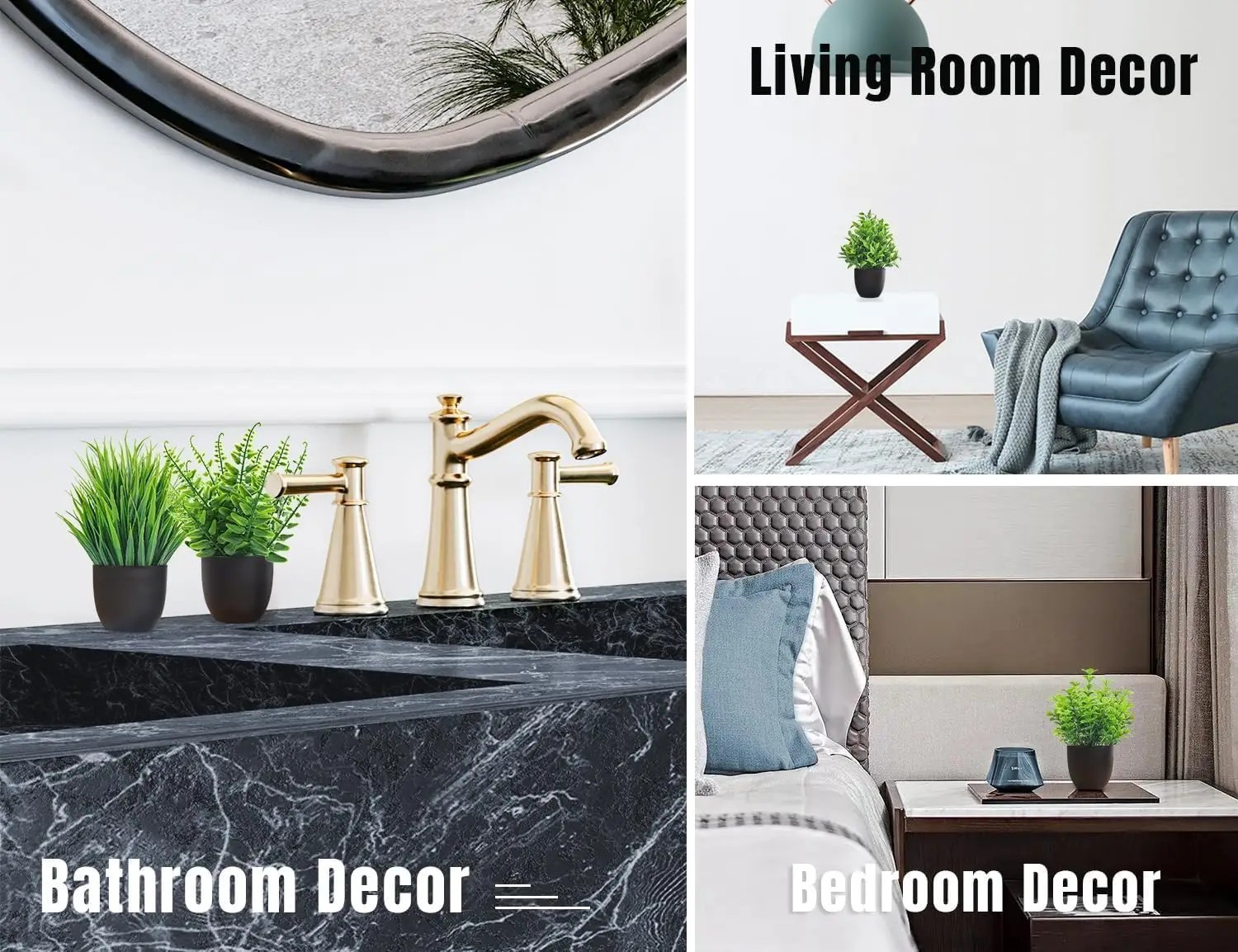 Fake Plants 4 Packs Artificial Plants Small Faux Plants Black Bathroom Accessori