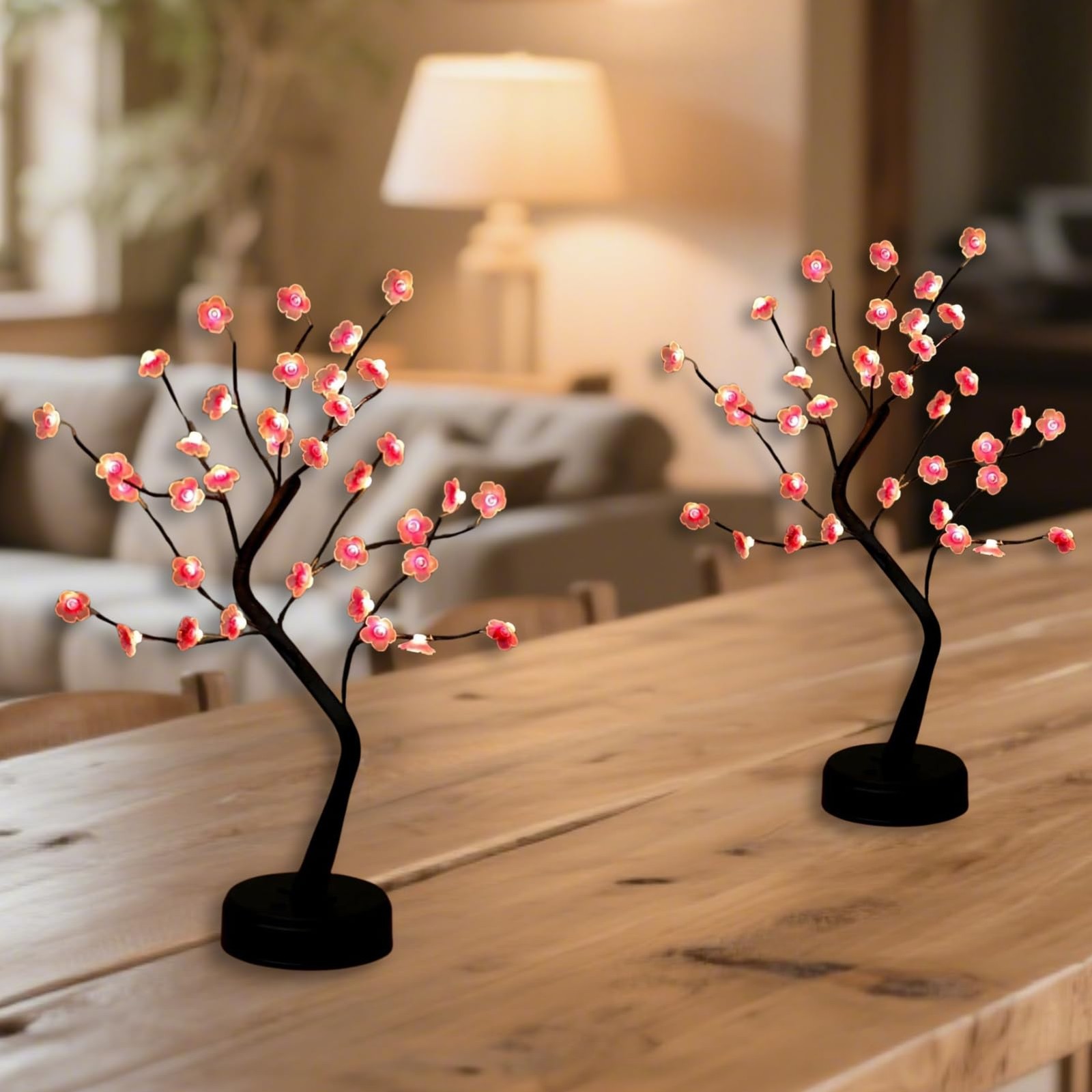 2 Pack Cherry Blossom Tree Lamp, 18inch 36 Led Bonsai Tree Lights, Battery/US…