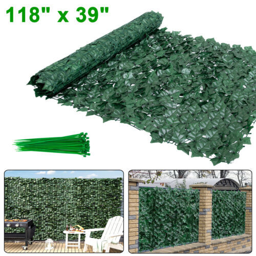 118×39″ Faux Ivy Privacy Fence Screen Artificial Leaves Hedge Panel Garden Decor