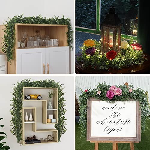 2 Pack Faux Eucalyptus Garland, 12Ft Artificial Vines Fake 2 Packs Grey Green