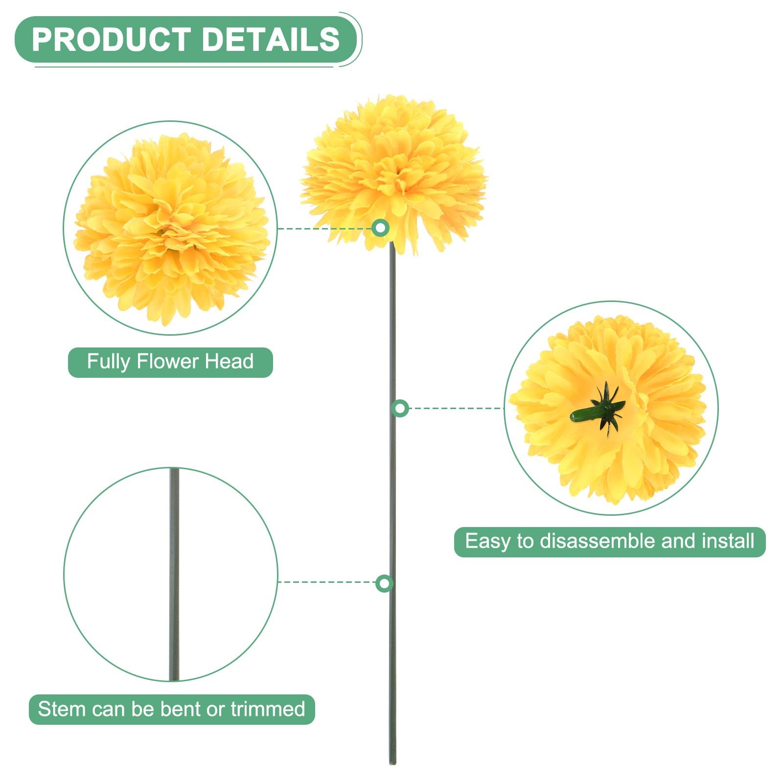 30-Pack Artificial Chrysanthemum Ball Flowers,11 Inch Faux Chrysanthemum Silk…
