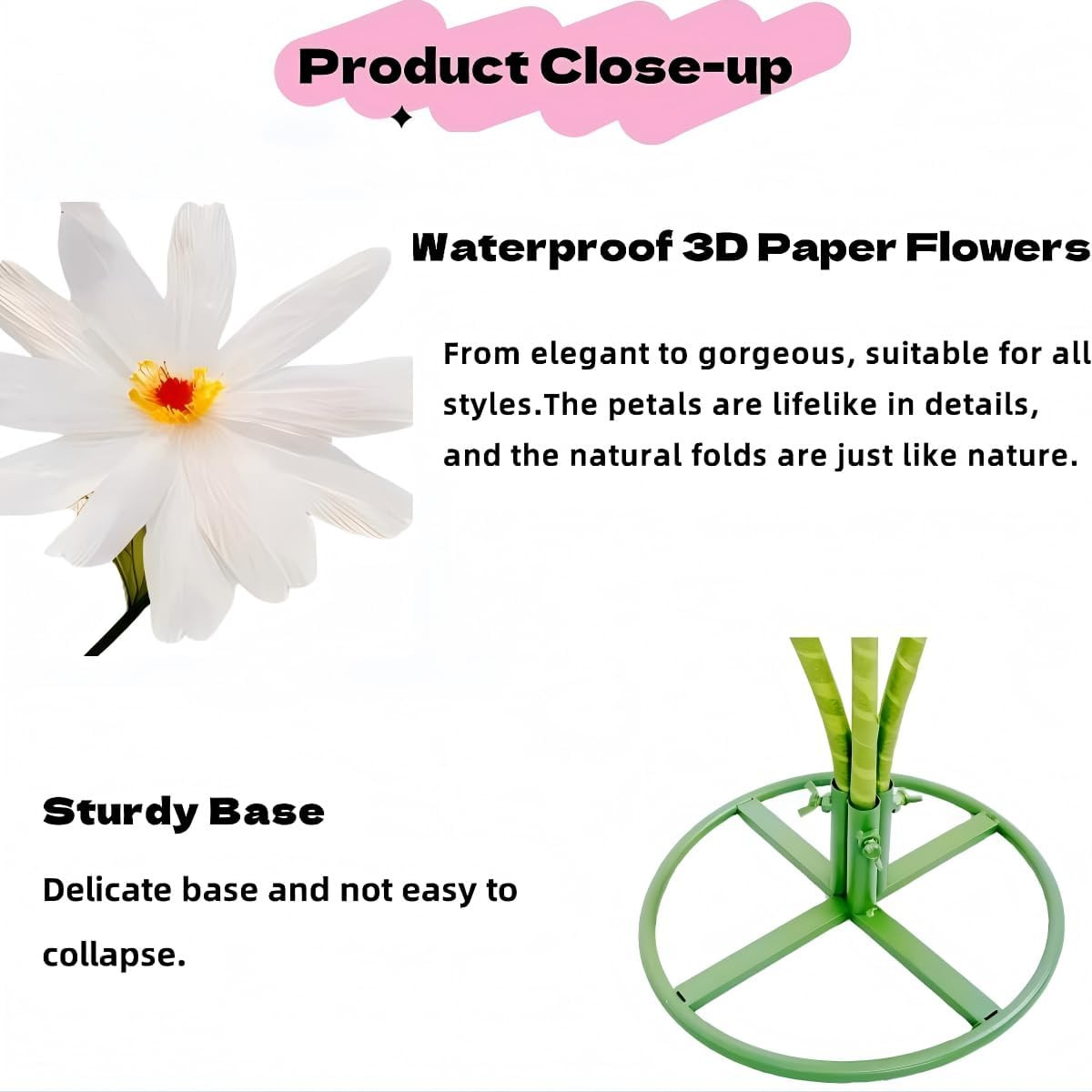 Large Pink 3D Daisy Flowers – 5.9 Ft Waterproof Decor for Parties & Events