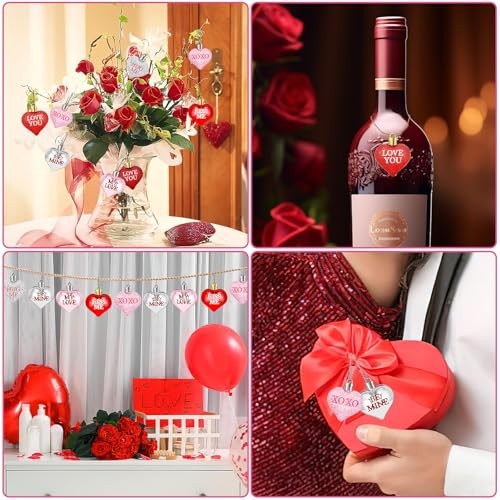 36Pcs Valentine’s Day Heart Shaped Ornaments Romantic Valentines Conversation