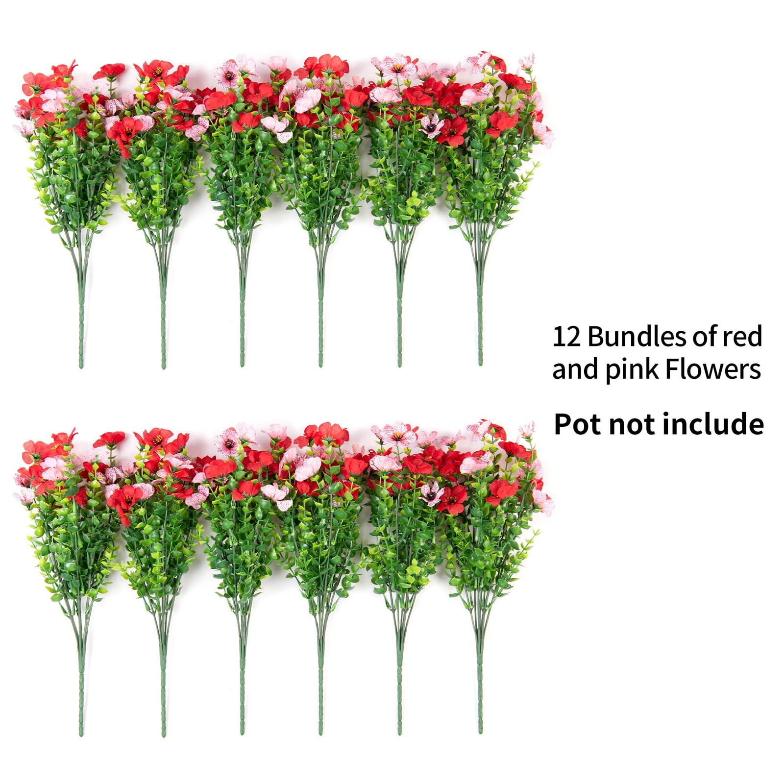 Artificial Fake Mums Flowers for Outdoor Spring Summer Decor, 12 Bundles Faux…