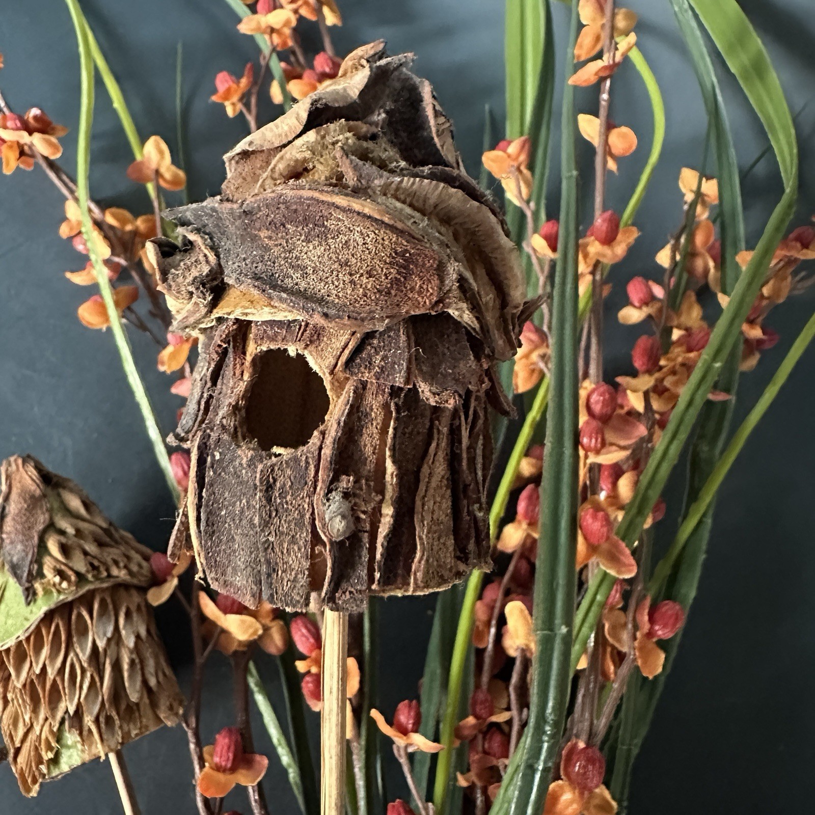 Vintage Birdhouse Floral Picks Rustic Farmhouse Cottagecore Woodland Fall Decor