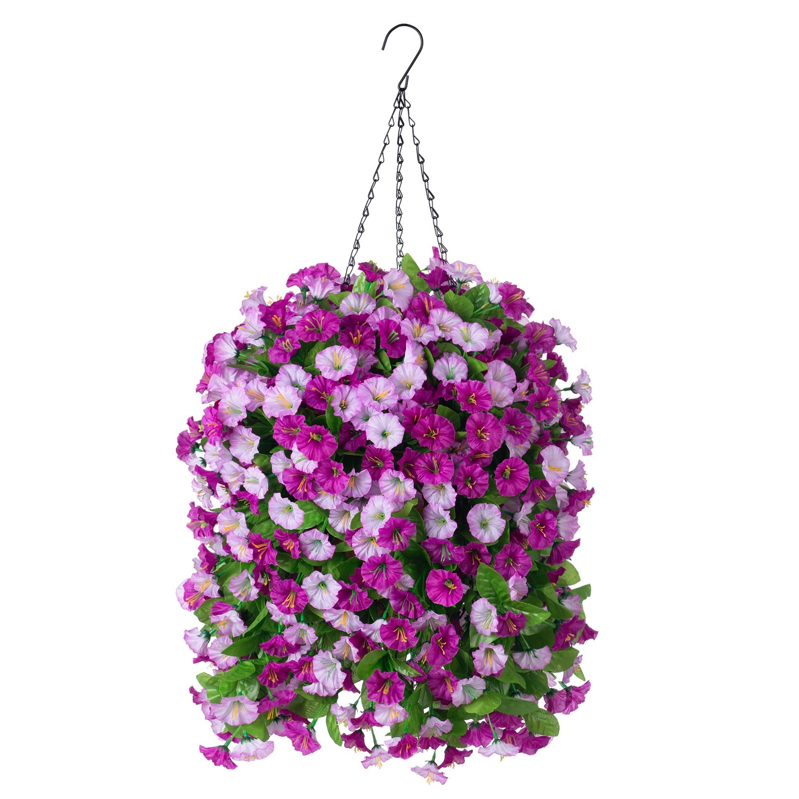 Artificial Flowers with Hanging Basket, Outdoor Faux Plants Silk Morning Glor…