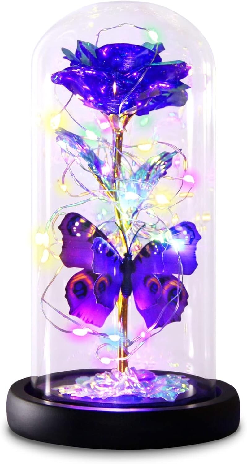 Light-Up Glass Rose with Butterfly – Perfect for Valentine’s and Mother’s Day