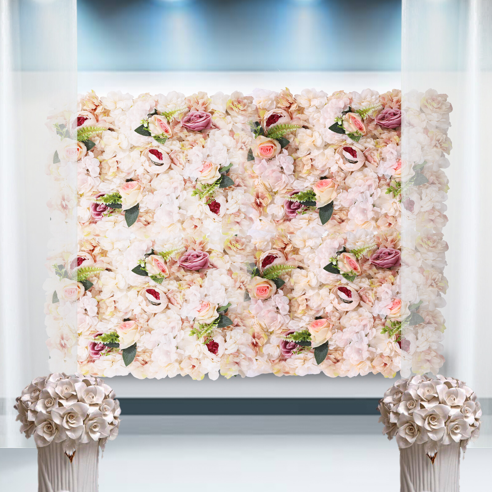Artificial Flower Wall Backdrop Flower Panel 60*40CM Silk Rose Wall For Wedding