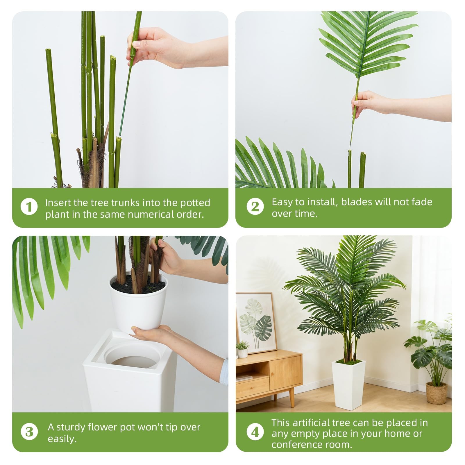 5FT Artificial Palm Tree with Thickened and Sturdy Planter, Fake Plants with …