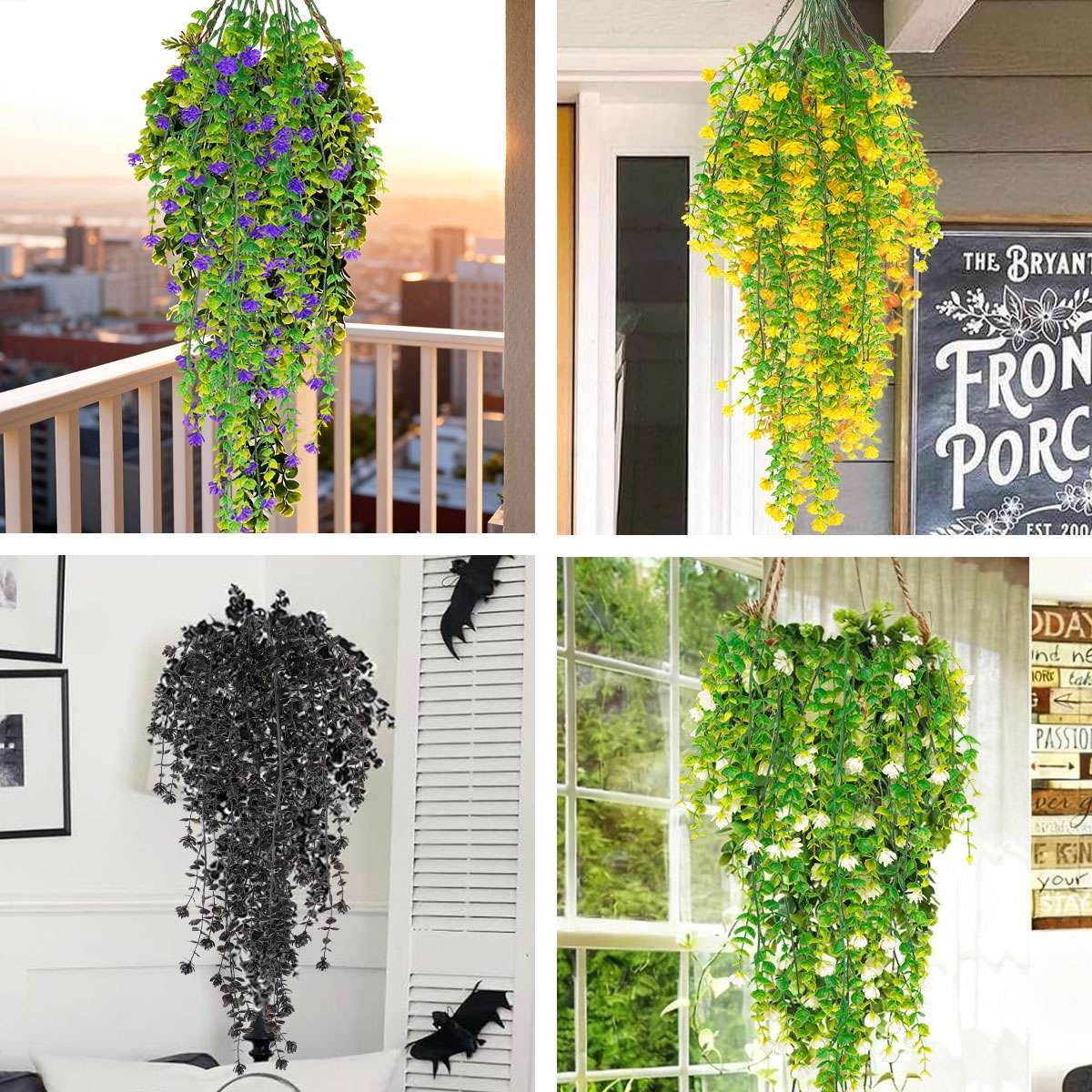 Artificial Hanging Plant Fake Eucalyptus Leaf Vine Home Garden Outdoor Decor USA