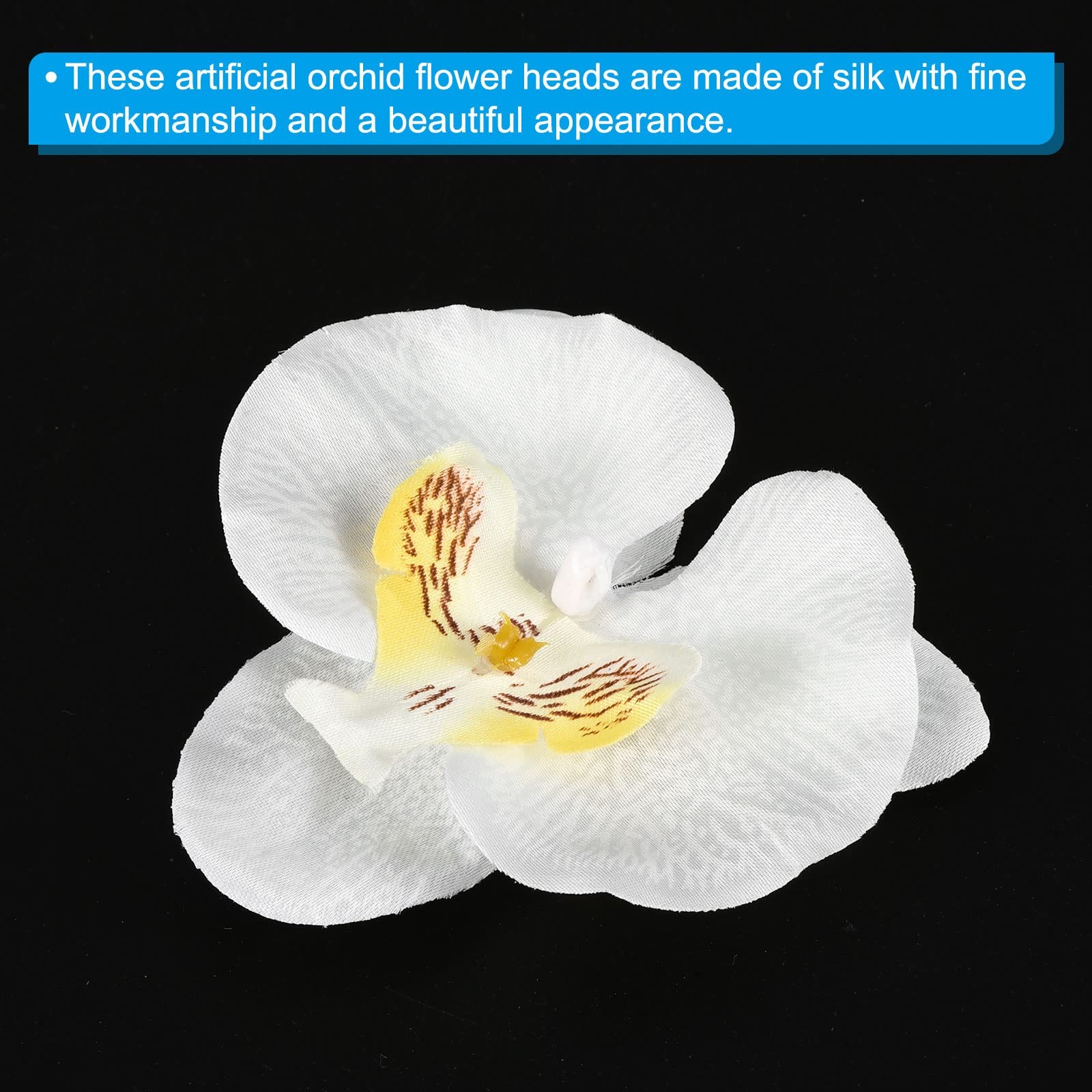 3.5″ Artificial Orchid Flower Heads, 20 Pack Silk Phalaenopsis Fake Butterfly…