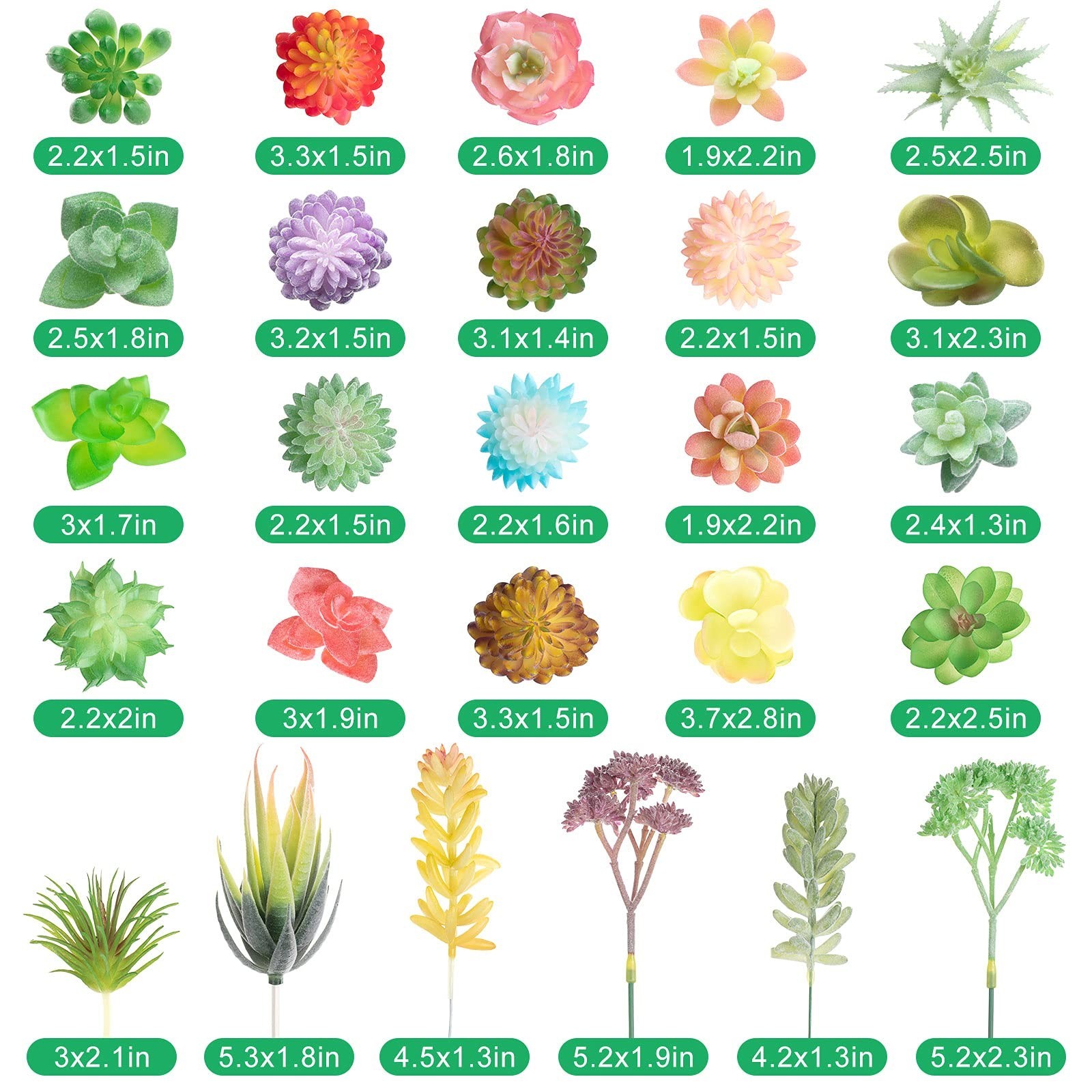 32 Pcs Mini Fake Succulents – Colorful Faux Plants for DIY Decor, Home Centerpie