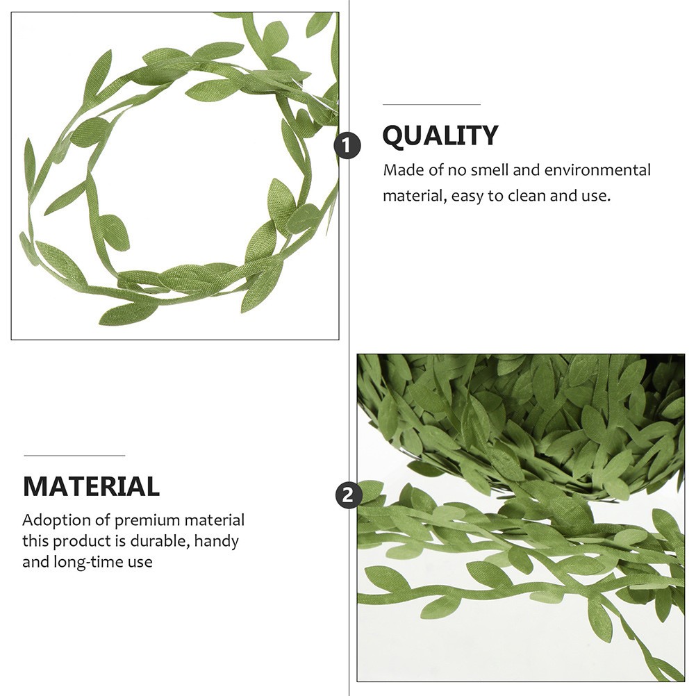 1Pc Simulation Rattan Adornment Green Leaf Garland for Holiday and Home Decor