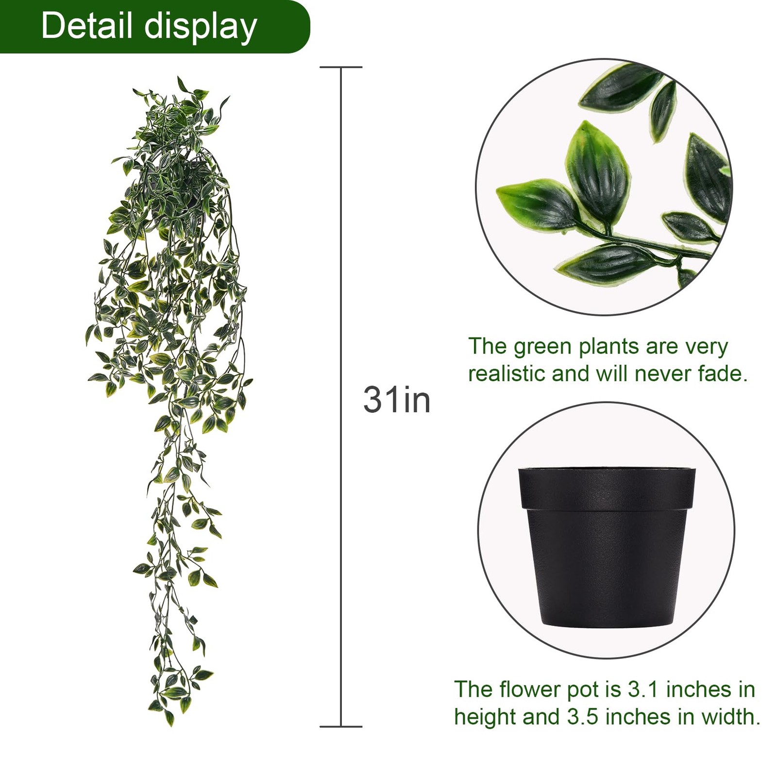 2Pcs Real-Touch Artificial Hanging Mandala Vine with Pot Faux Ivy Plant for I…