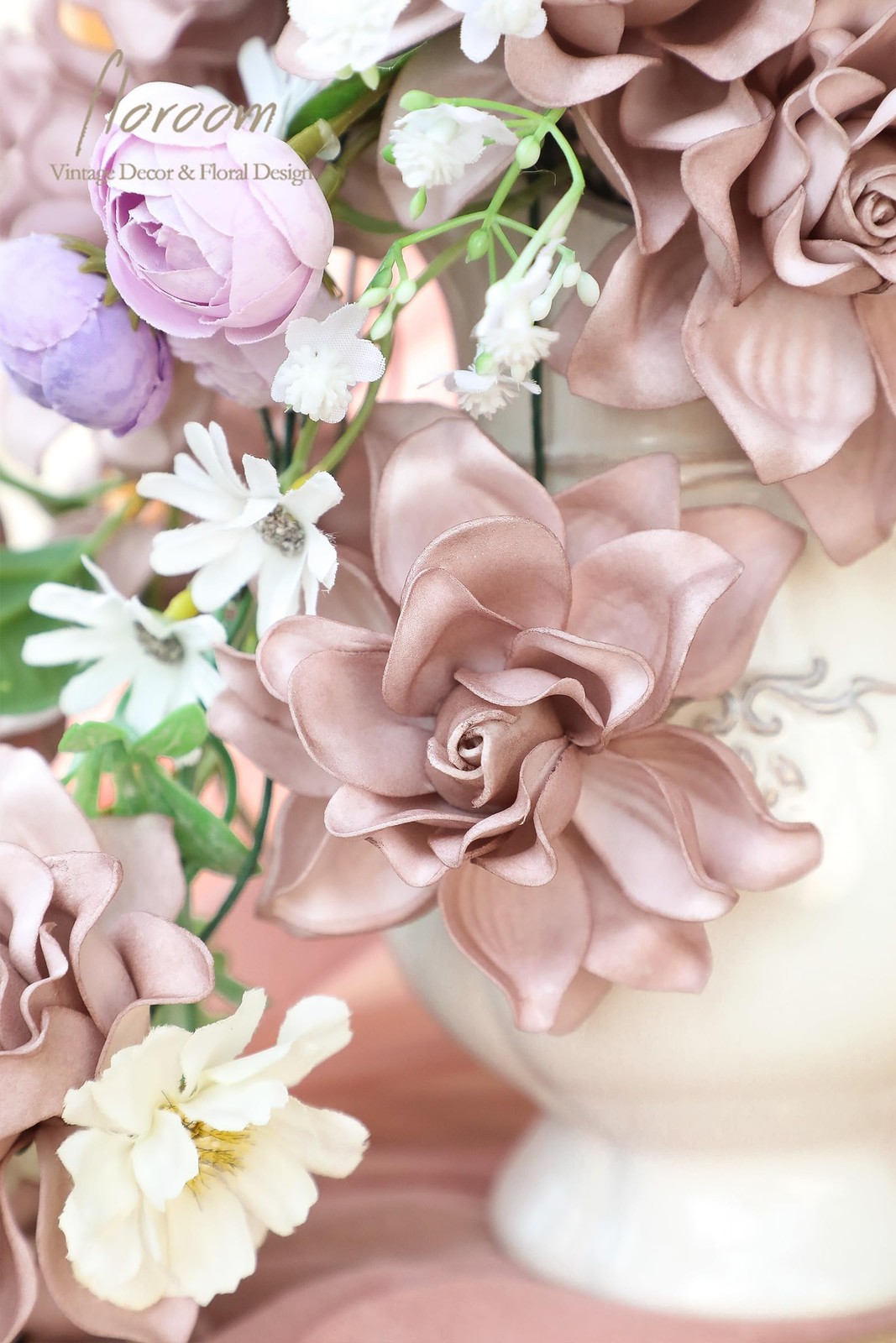 Artificial Gardenia Flowers 2.7″ 25pcs Real Looking Dusty Rose Foam Fake Flow…