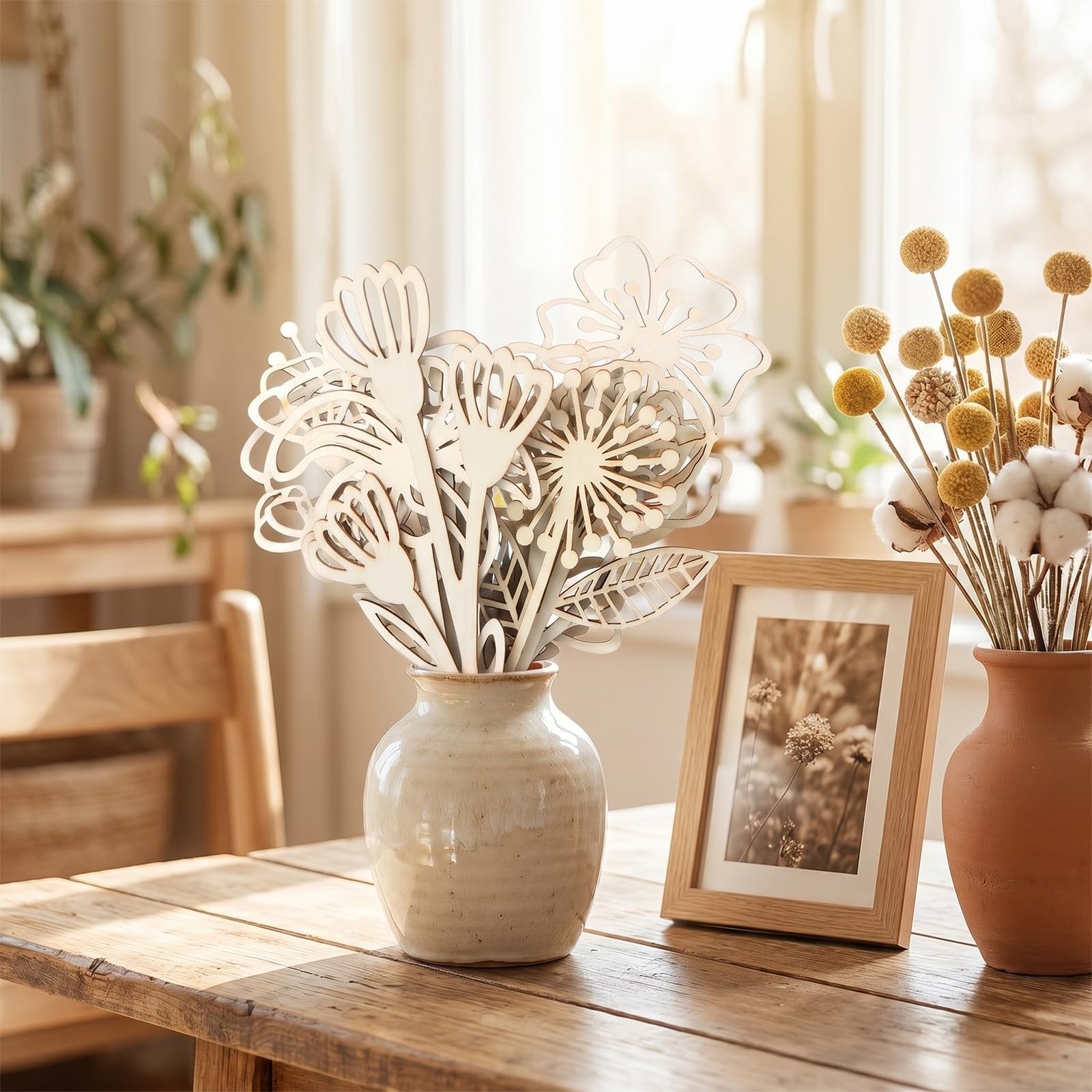 16Pcs Wooden Flowers, Wood Wildflower Decor Set, Wooden Flowers for Crafts Wo…