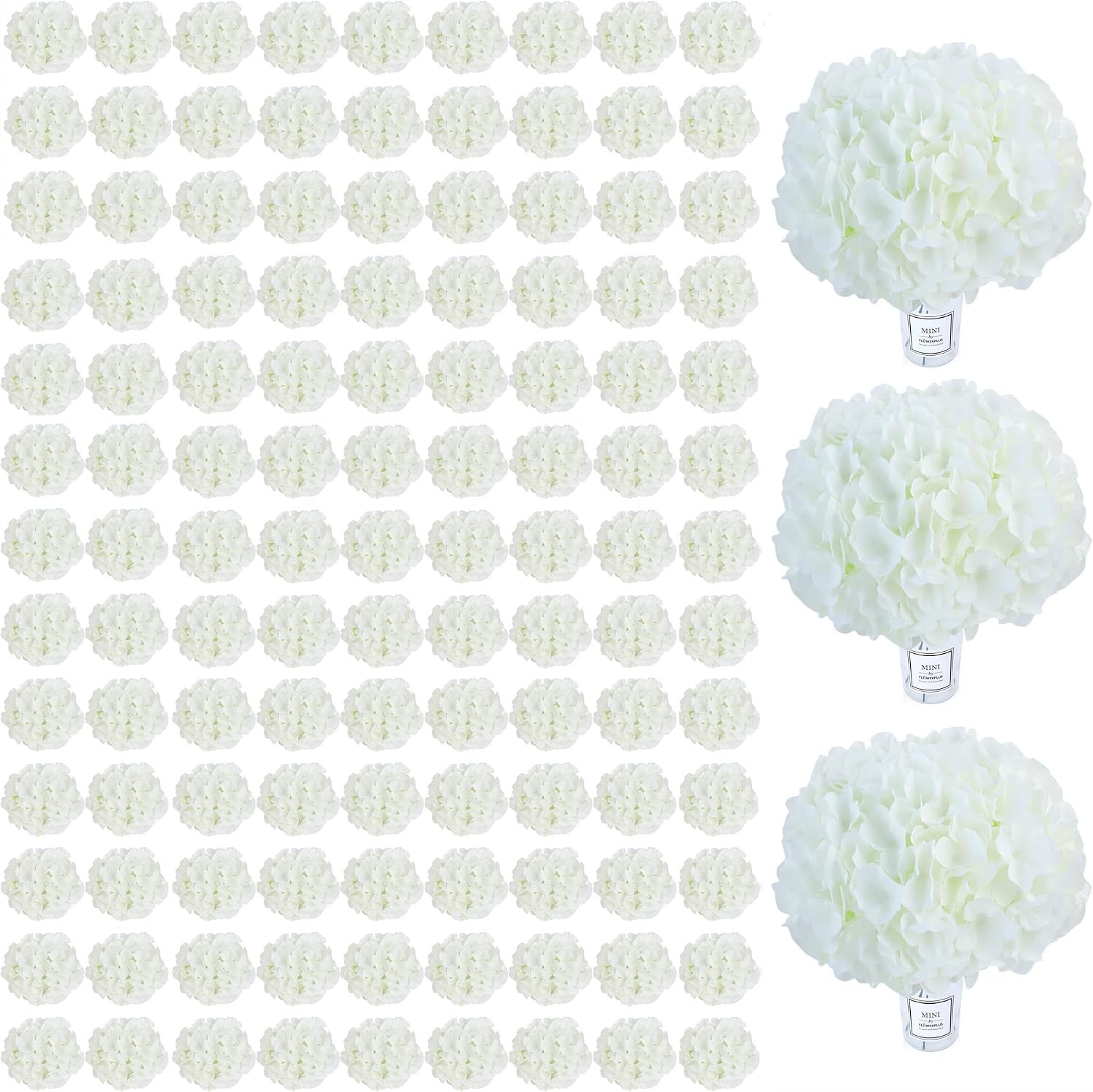 Bulk 105pcs White Hydrangea Artificial Flowers, Realistic Silk, Wedding Party…