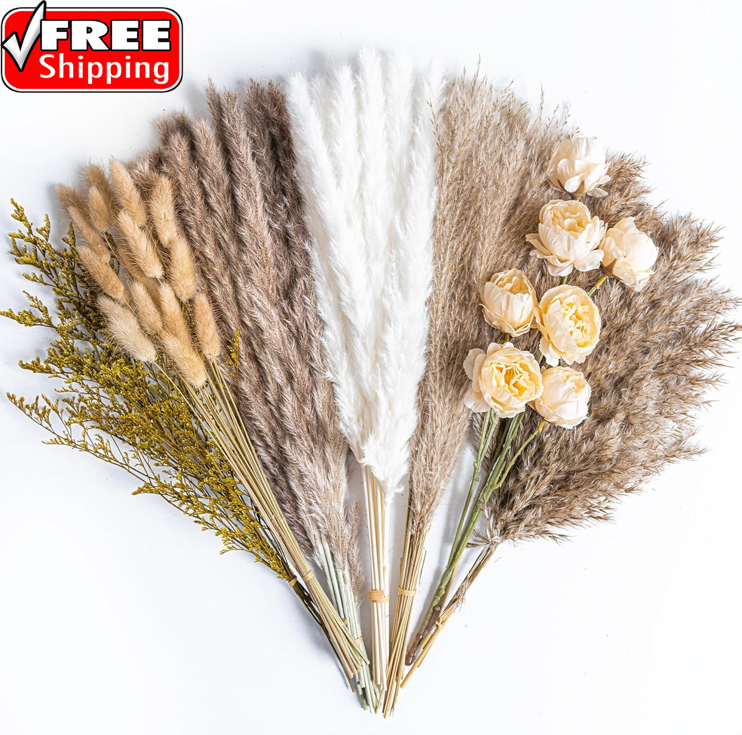 Boho Decor Bouquet – Artificial Flowers and Pampas Grass Decor Kit | 7Kinds Drie