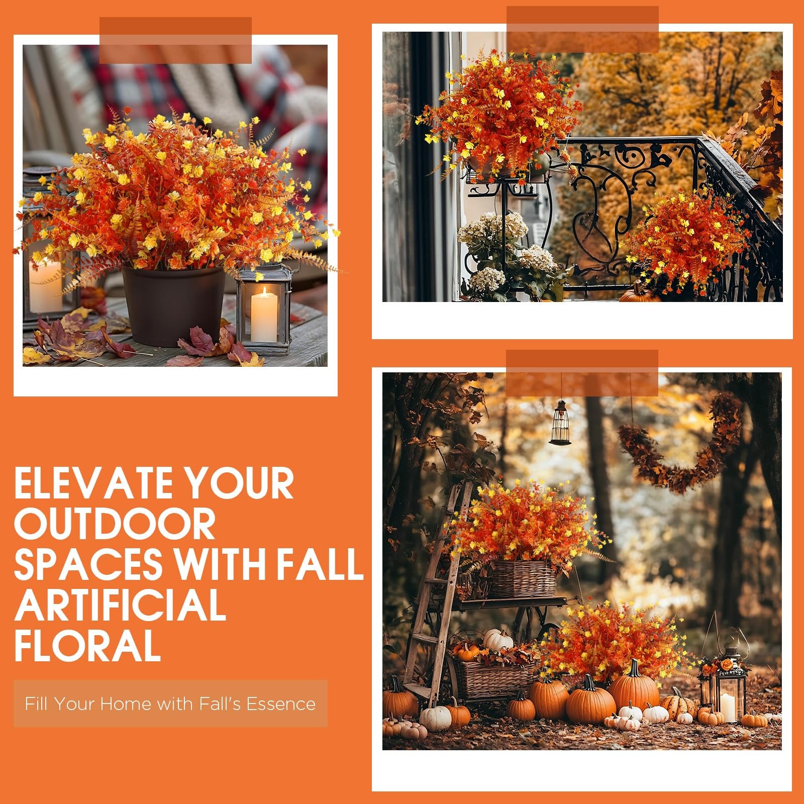 Artificial Fall Flowers for Outdoors,36 pcs Faux Outdoors Plants Realistic Ar…