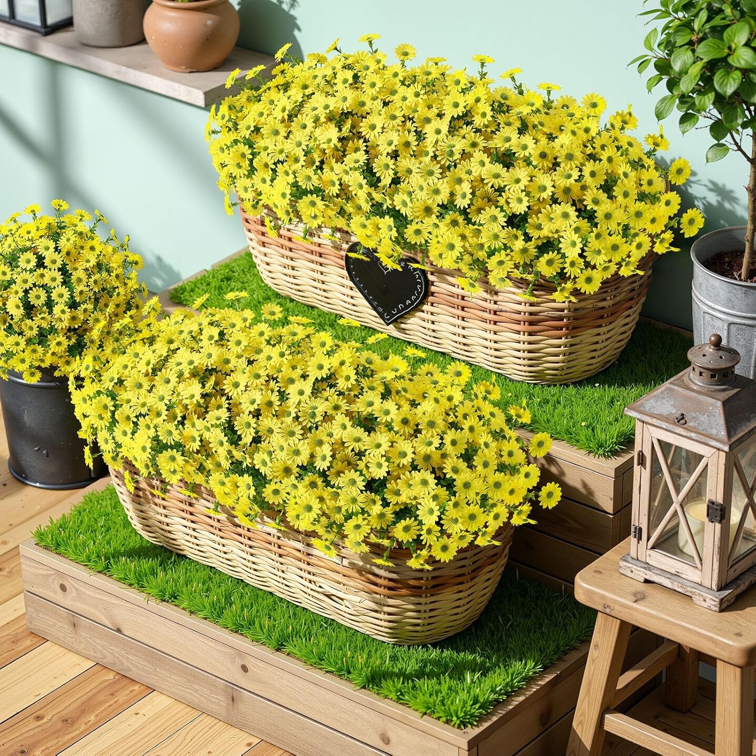 20 Bundles Artificial Daisies Flowers Fake Silk Plant for Indoor Outdoor Decor
