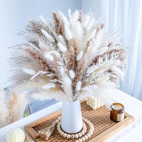 Natural Dried Pampas Grass Boho Home Decor Bouquet Phragmites Dried 96PCS