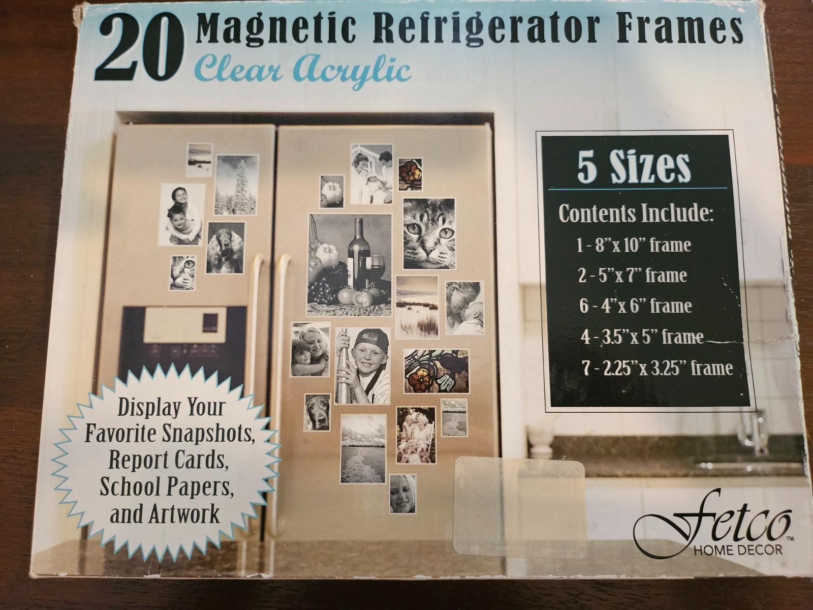 Vintage 20 Piece Refrigerator Magnet Collage Set For Pictures 5 Sizes NIB