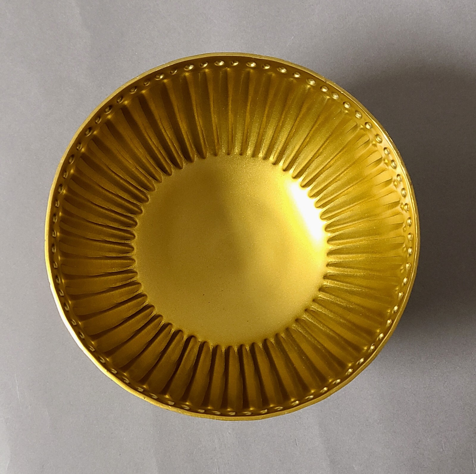 Compote Bowl Vase Gold Finish Aluminum Fluted Round Pedestal Set/2 6″D 5.75″H
