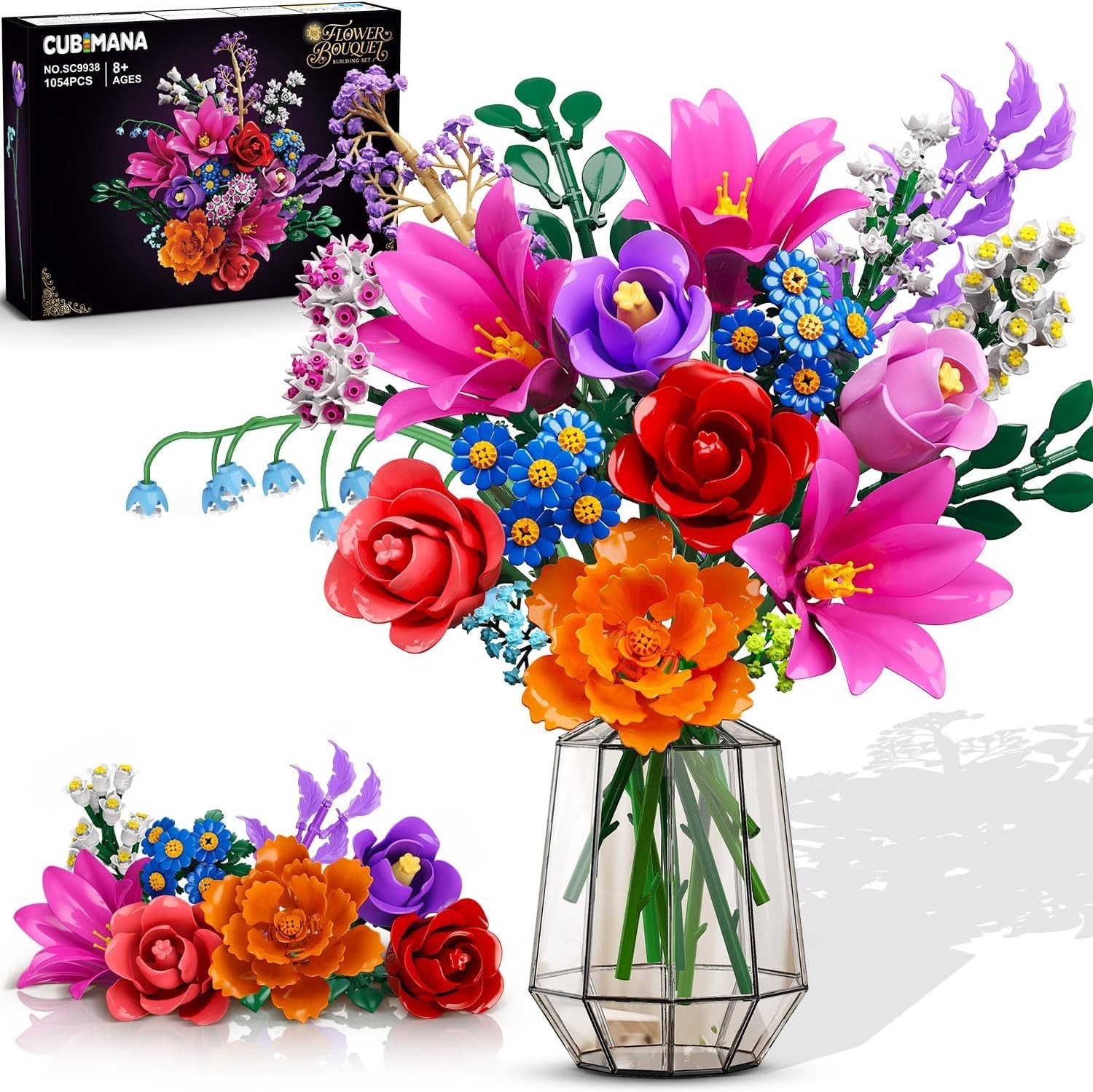 21 Flowers Bouquet Building Set with Light for Adults Girls 8-12+ | Artificia…