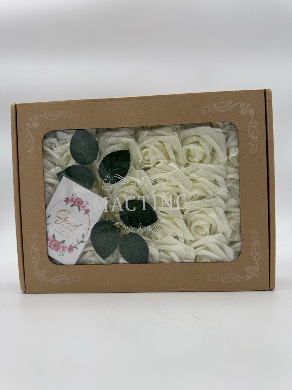 Macting 30pc Faux White Flowers (Roses) New In Box
