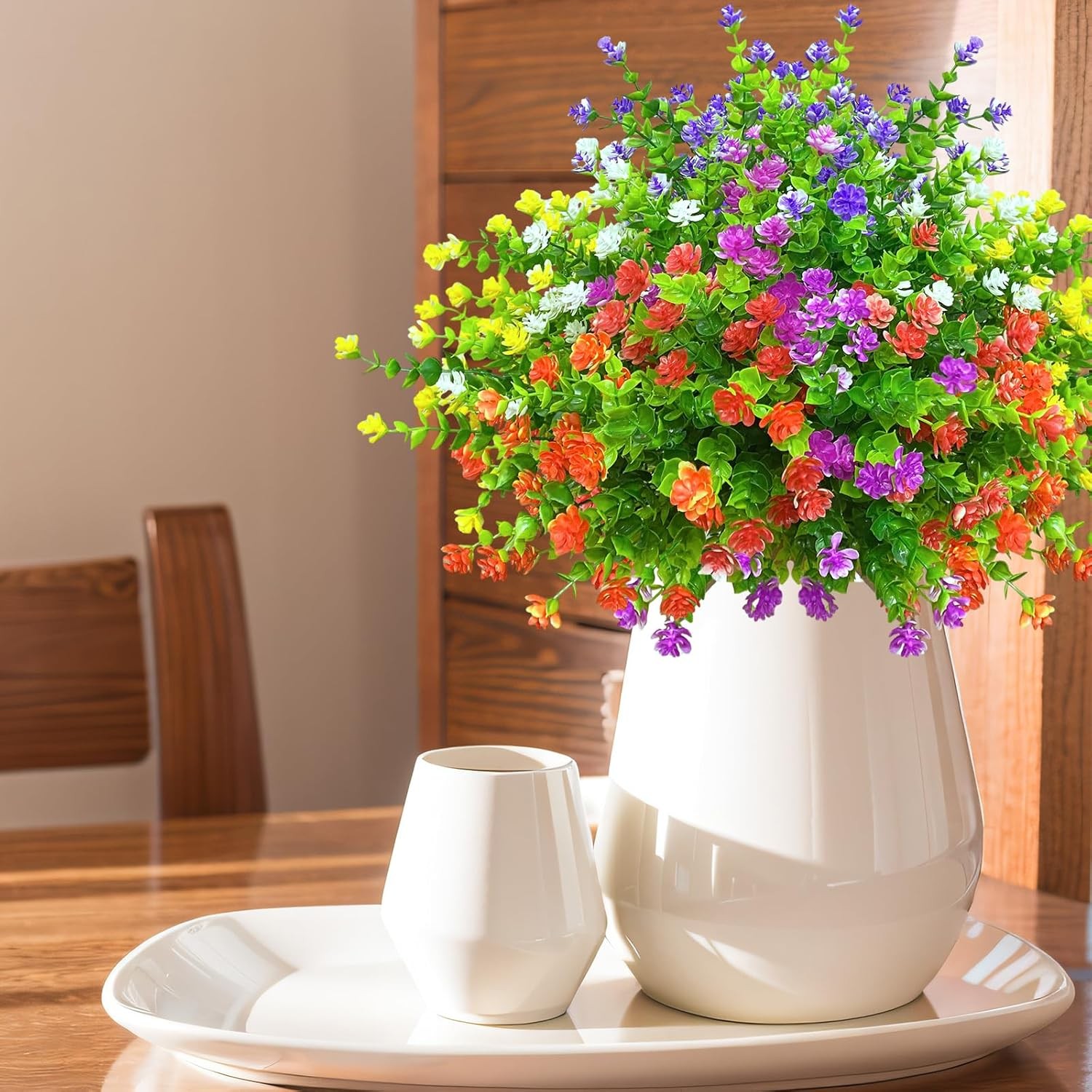 Artificial Lavender Flowers Indoor Outdoor Fake Bouquet Faux Plants Home Decor