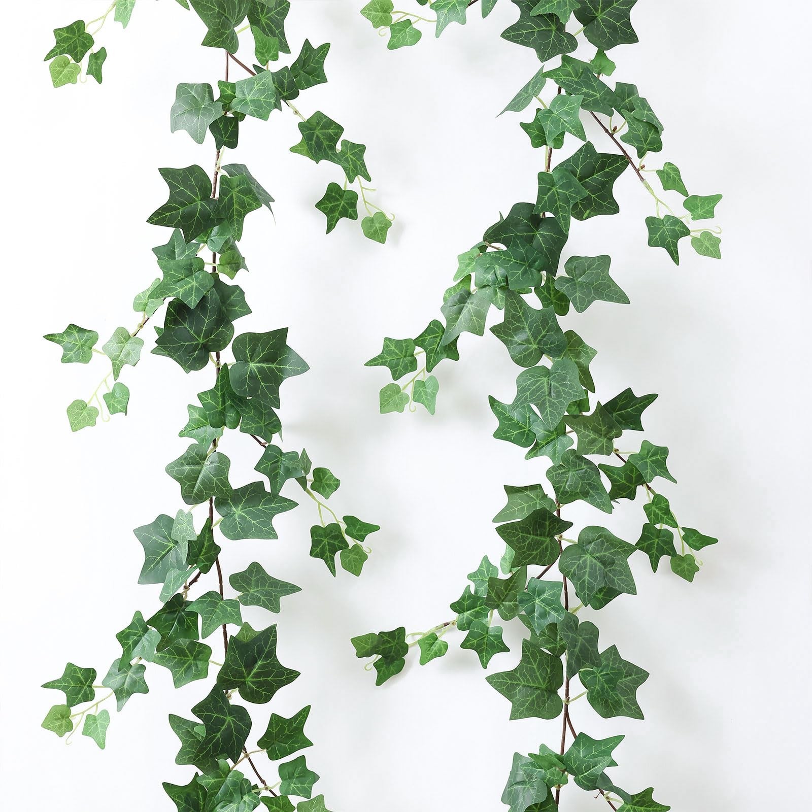 2 Strands Artificial Vines Ivy Garland 79″ Fake Vine with Silk Green Leaves F…