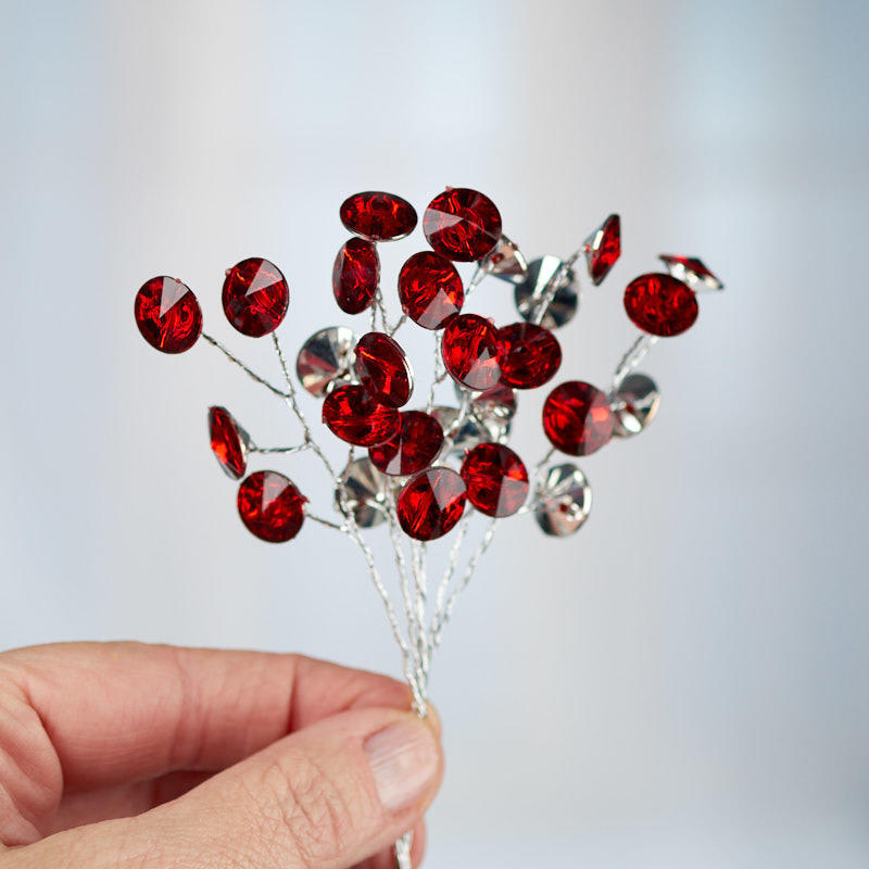 Package of 4 Burgundy Rhinestone Crystal 6-1/2″ Sprays