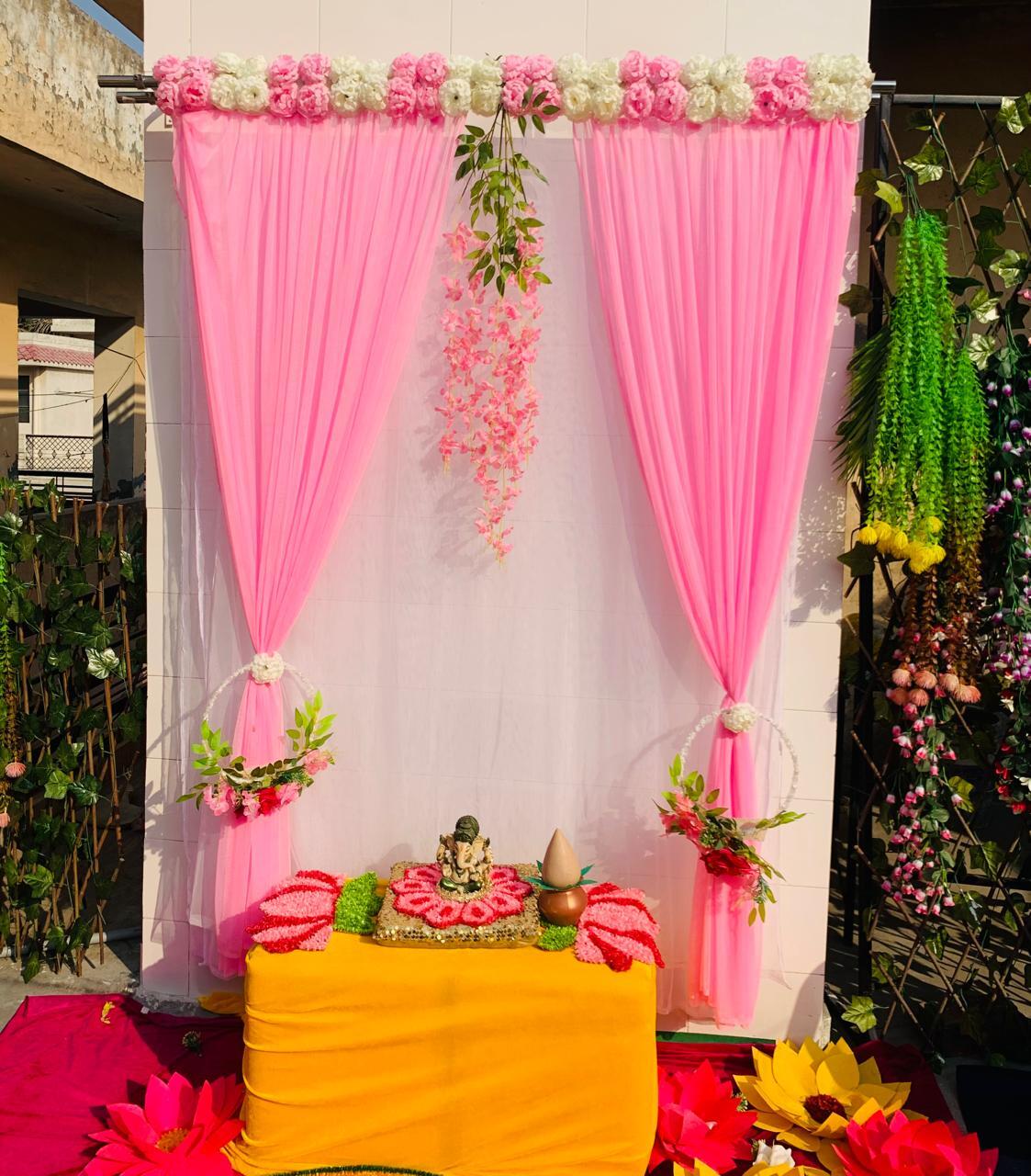 Pink White Backdrop Curtain For Decoration Stage Backdrop NIkha Photo Prop Decor