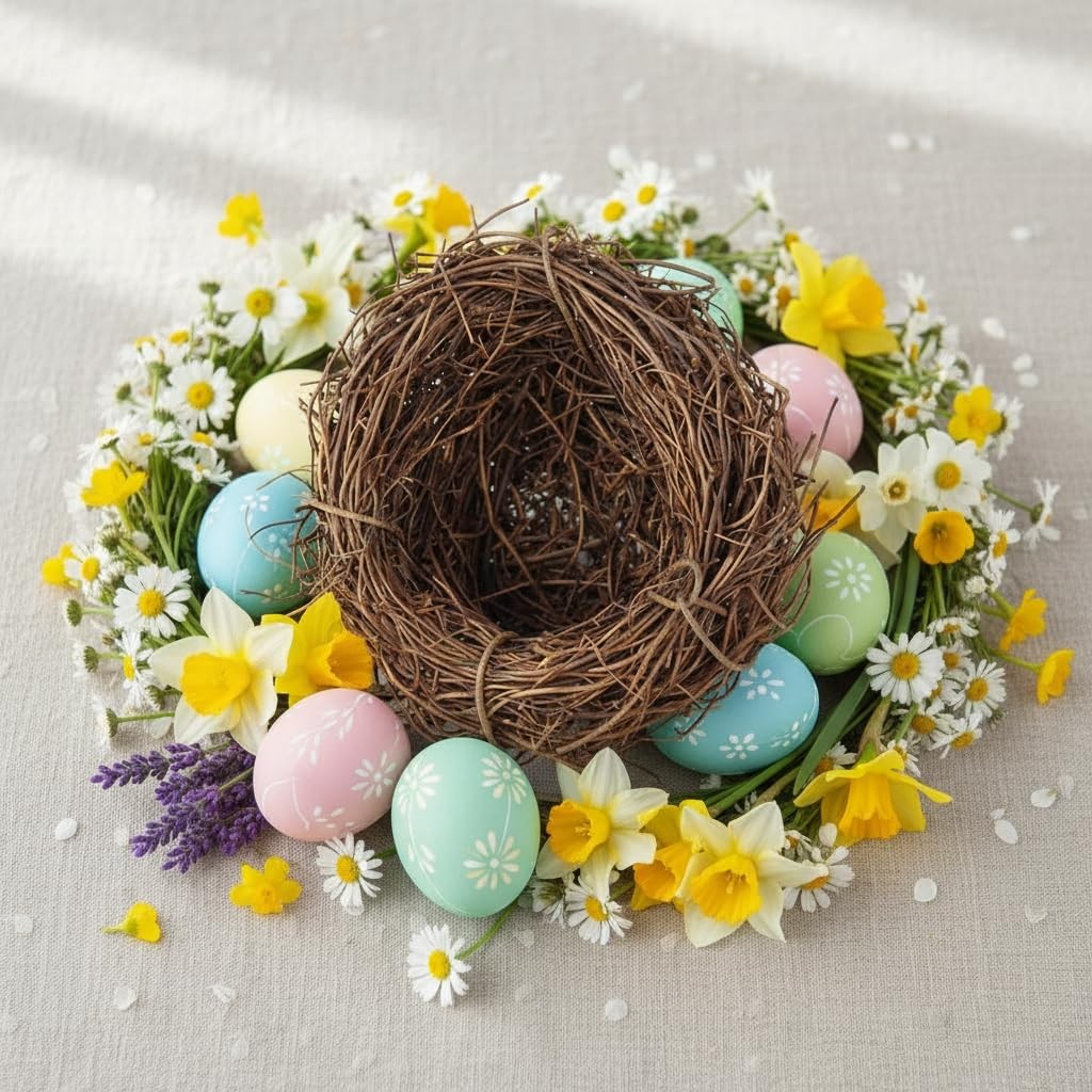 Easter Bird Nest Anti-Scratch Decorative Lightweight Egg Decoration Prop East…