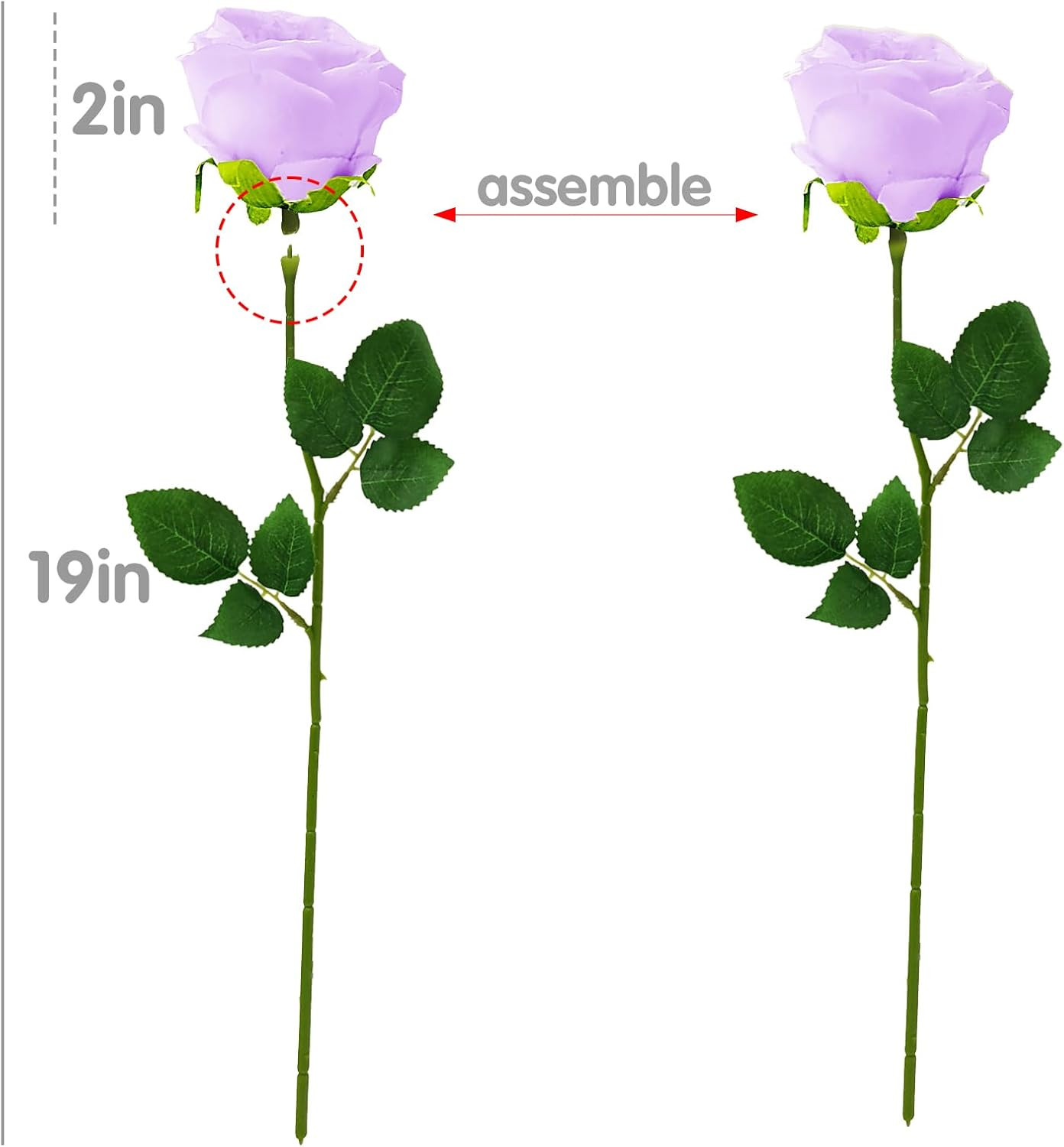 Purple Artificial Roses with Long Stems, 12Pcs Realistic Roses Artificial Flower