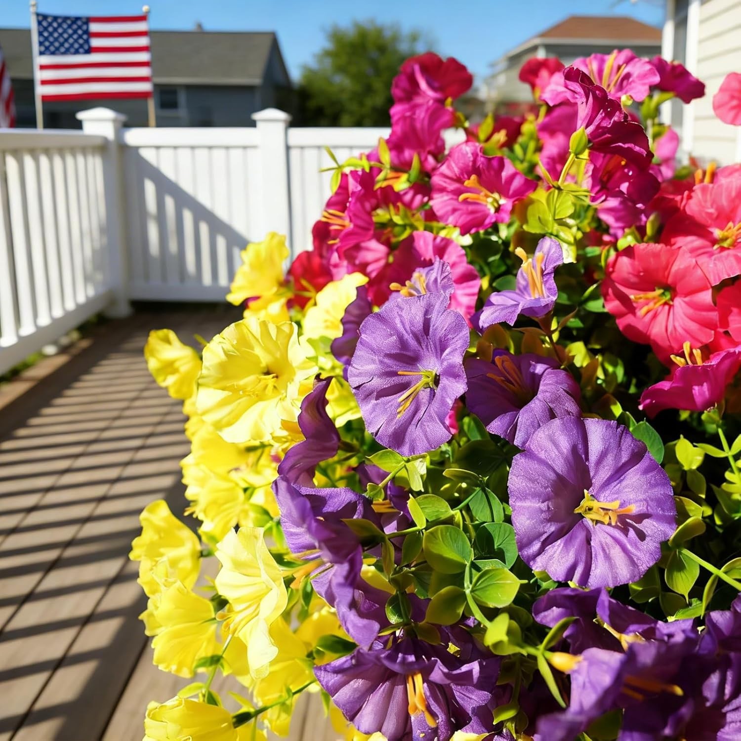 16× Artificial Flowers Realistic Fake Silk Morning Glory Outdoor UV Resistant US
