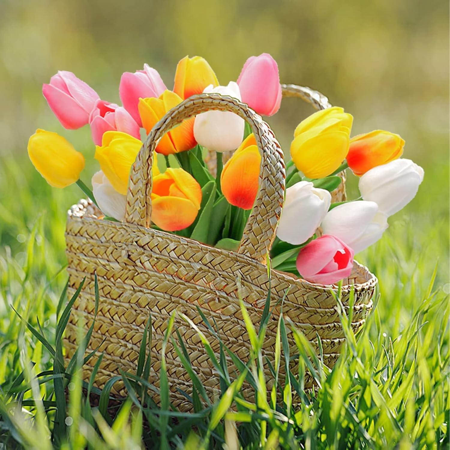 Compatibility Artificial Tulips Flowers 20pcs Faux PU Spring Wedding Party De…