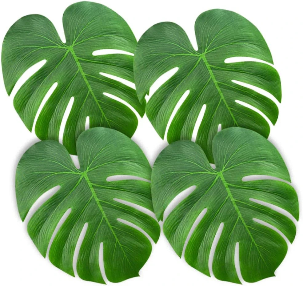 60 Pcs Large 13″ Tropical Leaves Artificial Green Monstera Leaves Palm Leaf for
