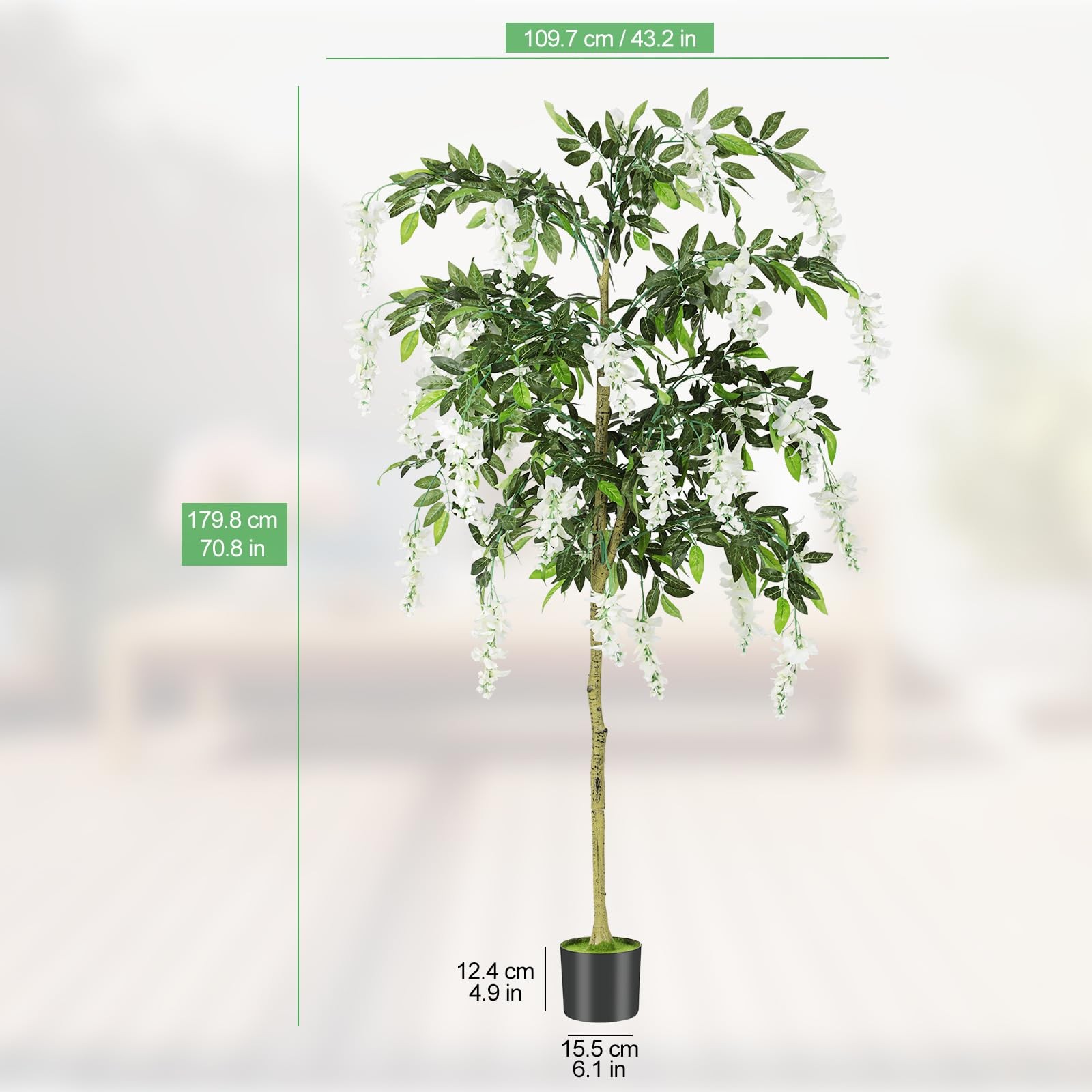 6FT Ficus Tree Artificial Indoor Tall Faux Wisteria Tree in Nursery Pot Fake …