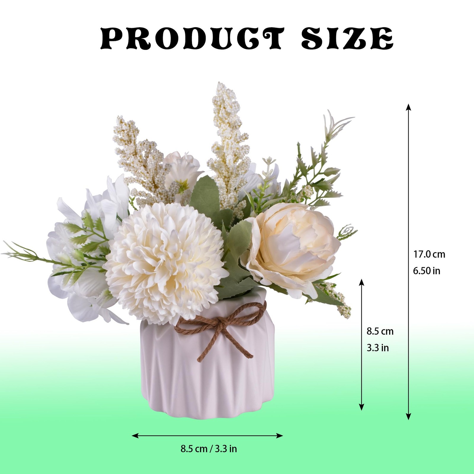 Artificial Potted Flowers White Small Ceramic Vase Fake Flower Plants Desktop De