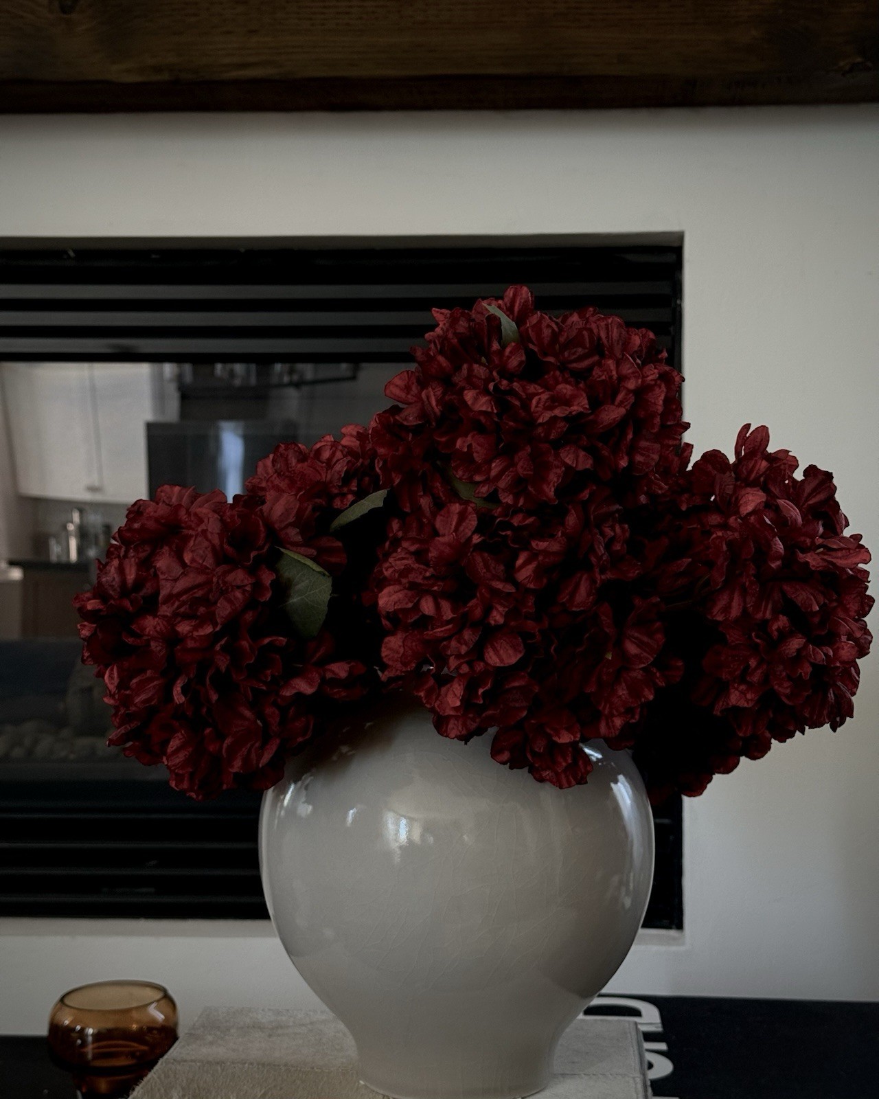 Deep Burgundy Silk Hydrangea Arrangement – 10 Stems