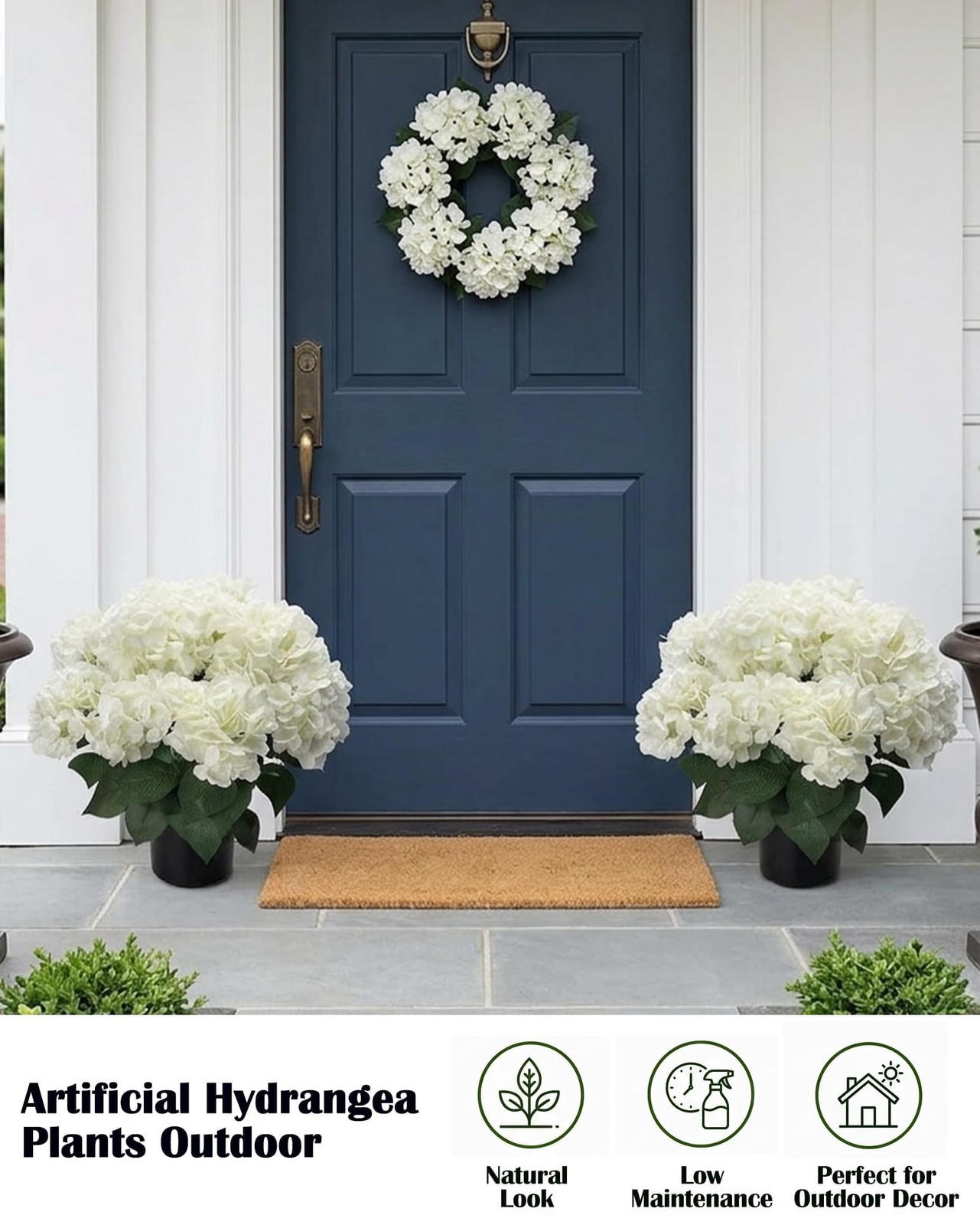 20” Artificial Hydrangea Plants Outdoor in Pots, UV Resistant Faux Hydrangea …