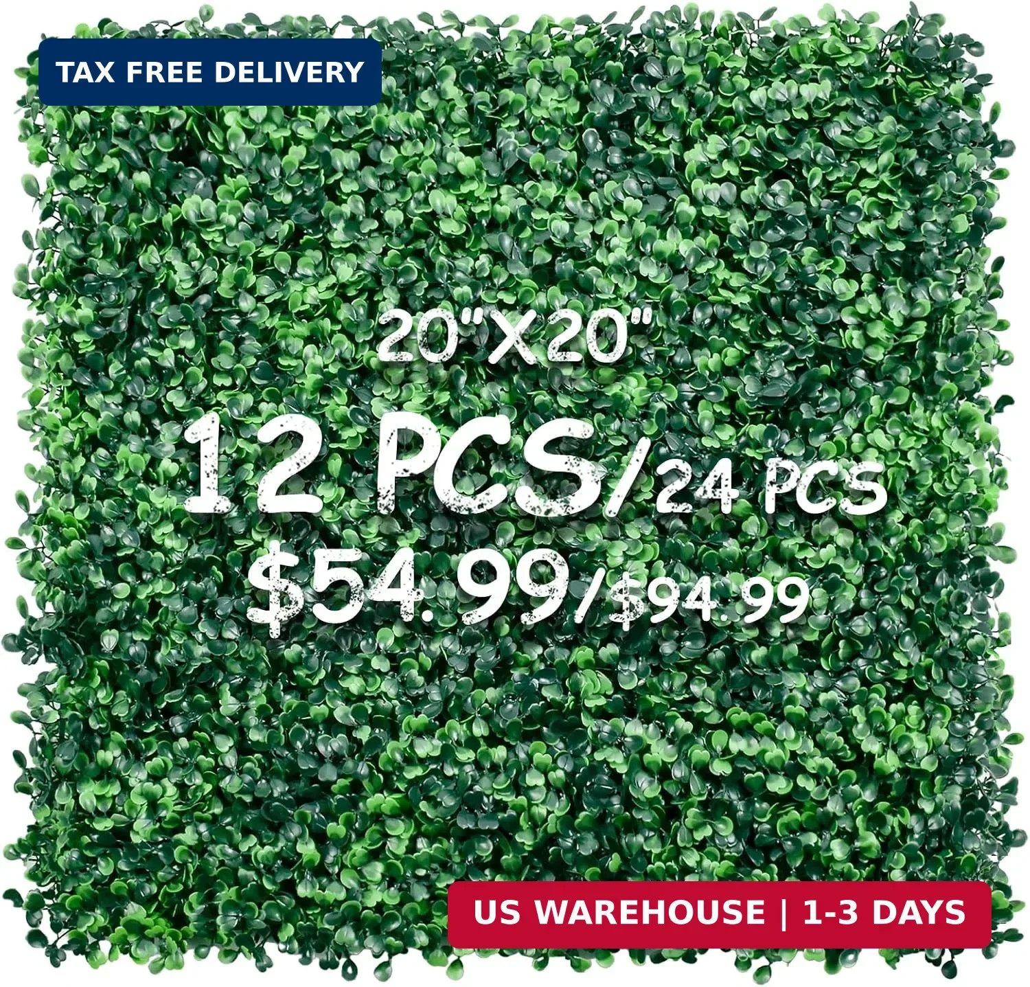 12Pcs 20″x20″ Artificial Boxwood Outdoor Plant Panel Greenery Walls Screen