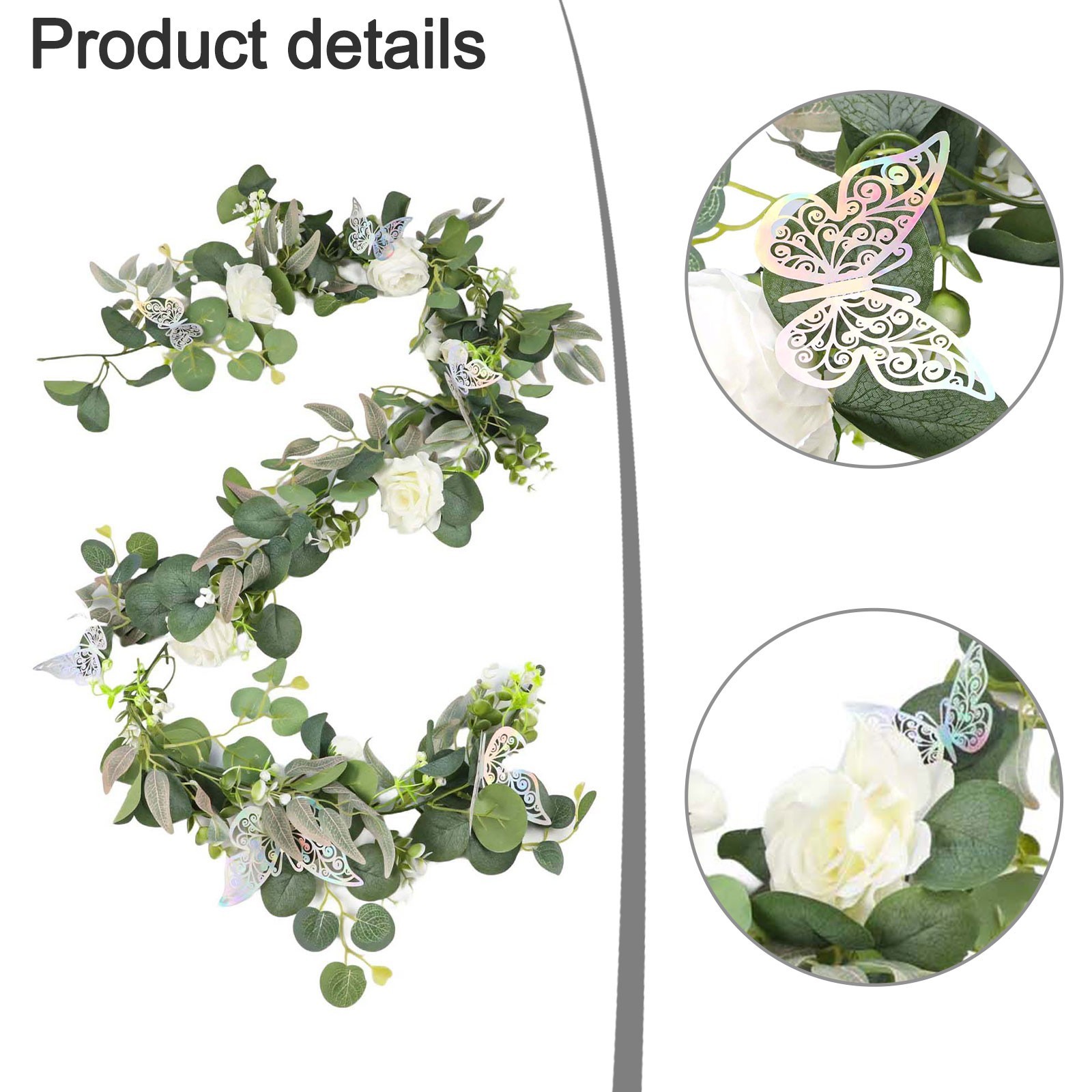 5 9 FT Simulation Rattan Flower Vine with Butterflies for Special Events